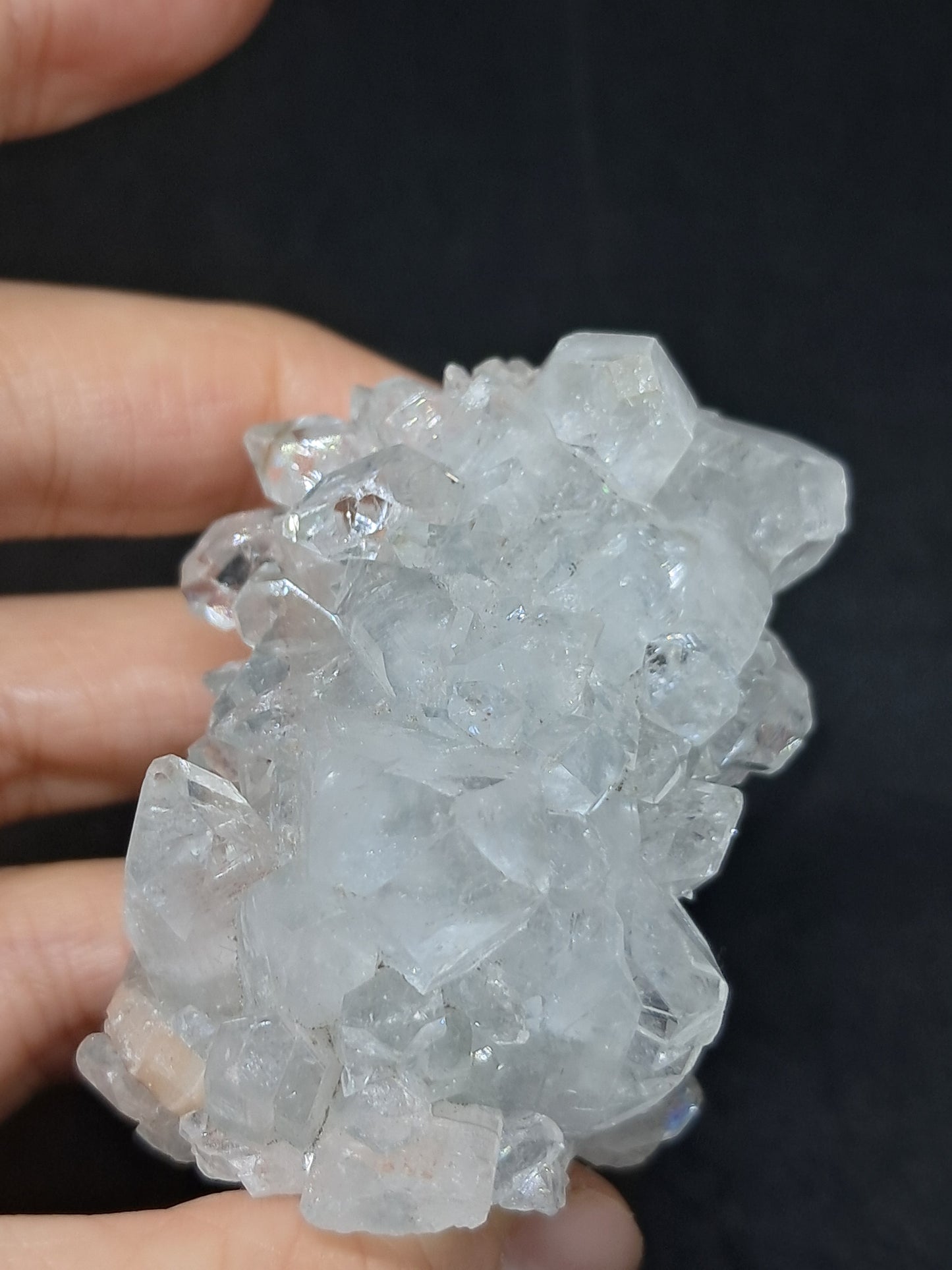 Clear Apophyllite Stalactite w/ Stilbite (Ajanta) Natural Crystal | Mineral Specimen #AP15