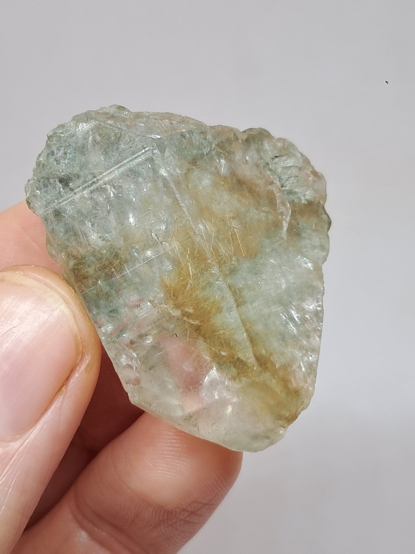 Quartz w/ Chlorite and Golden Rutile Inclusions (Kullu) Rough Stone | Natural Crystal | Mineral Specimen #CH41