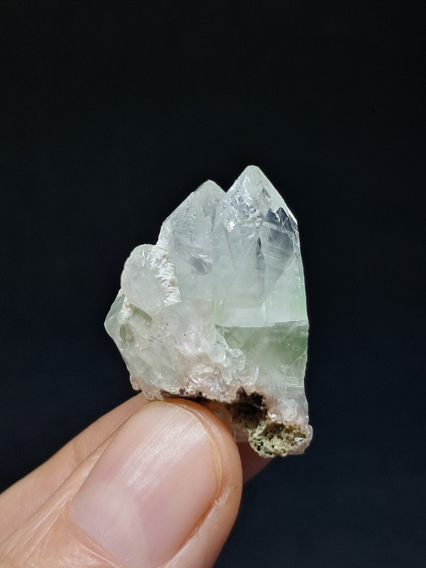 Green Apophyllite Crystal w/ Okenite (Ajanta) Natural Point | Mineral Specimen #AP63