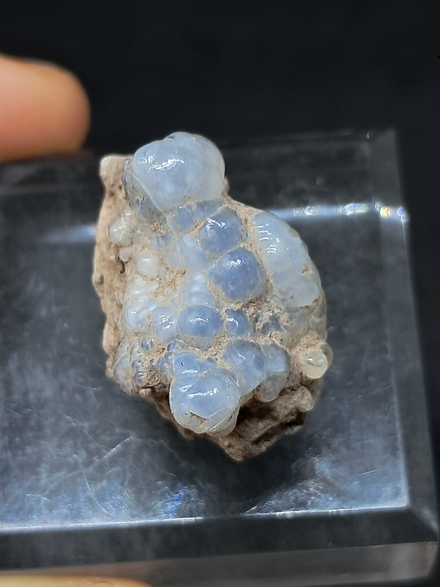 Ópalo hialita en matriz (México), piedra cristalina en bruto | Ejemplar mineral n.° OH7