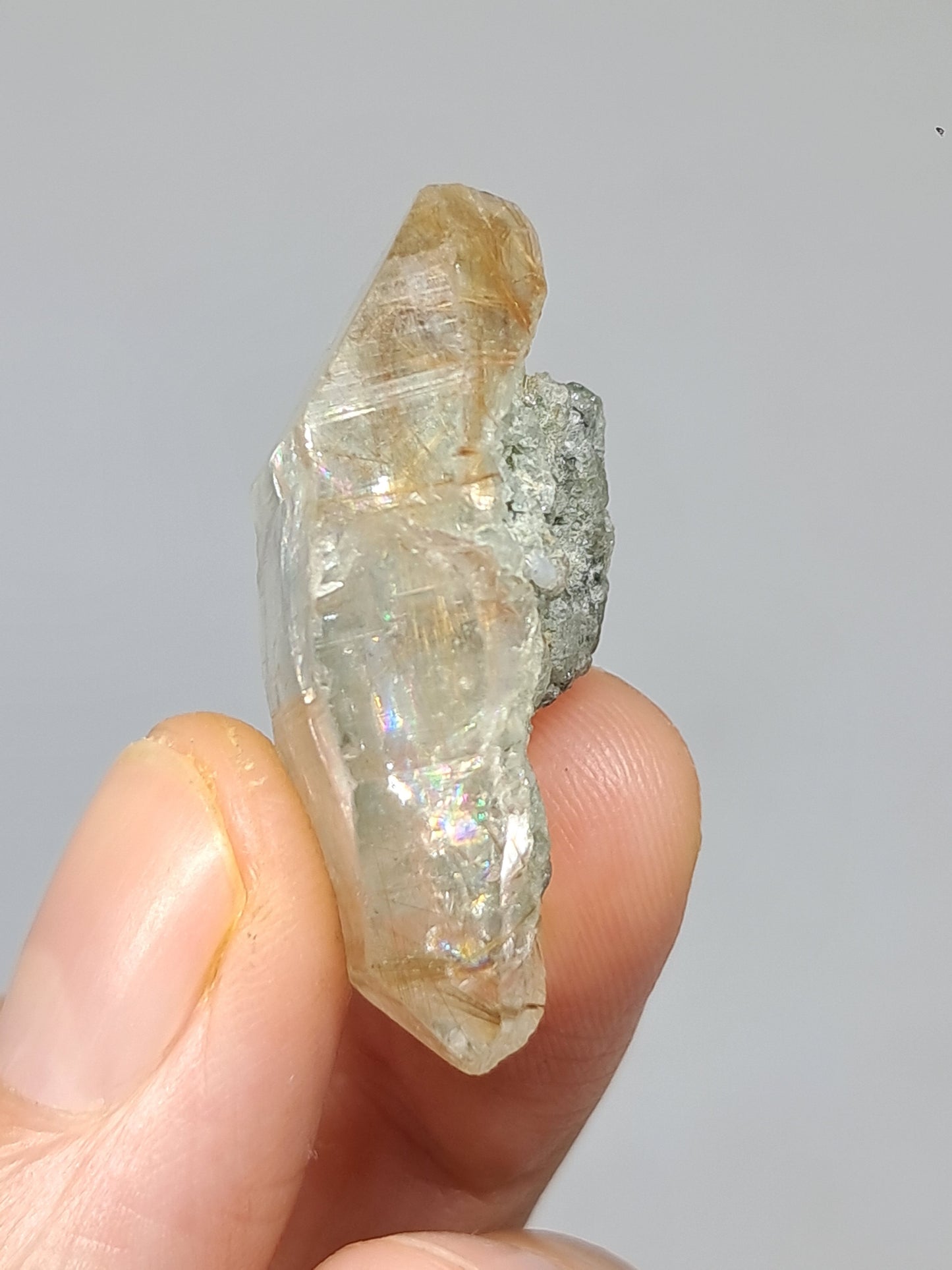 Quartz w/ Chlorite and Golden Rutile Inclusions (Kullu) Rough Stone | Natural Crystal Point | Mineral Specimen #CH46