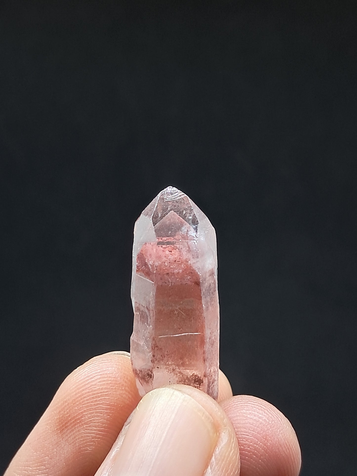 Cuarzo fantasma hematita (Telangana) | Cristal natural | Ejemplar mineral n.° HPQ50