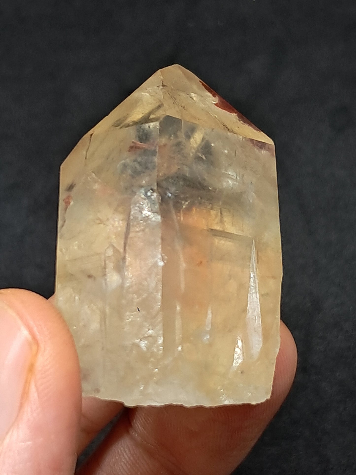 Natural Citrine "Kundalini" with Hematite (Democratic Republic of Congo) Crystal Point | Mineral Specimen #CTN19