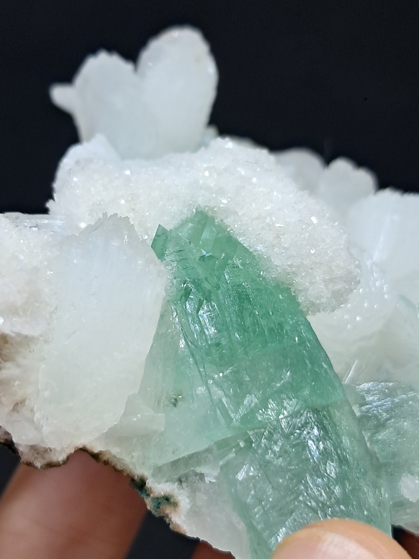 Green Apophyllite (Fluorapophyllite) and Mordenite on Stilbite #GA3