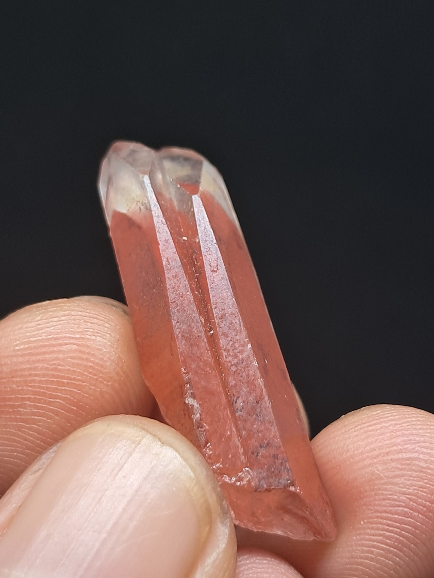 Cuarzo fantasma hematita (Telangana) rojo saturado | Cristal natural | Puntas fundidas | Ejemplar mineral n.° HPQ40
