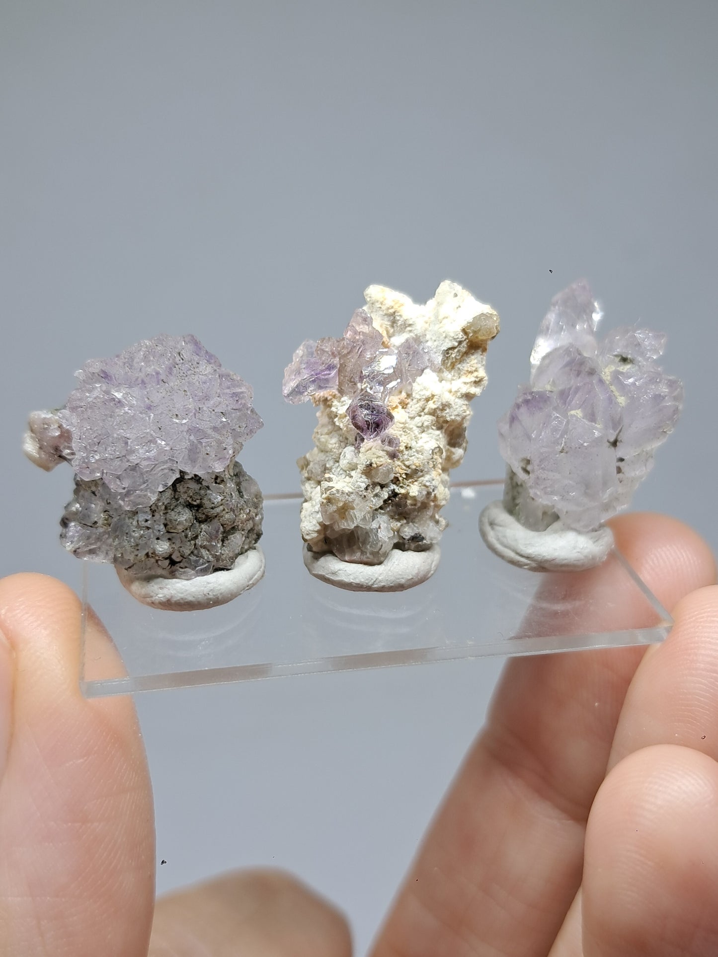 Set of 3 Amethyst from Karur | Natural Crystals | Mineral Specimen | Flower Scepter Herkimer Formation #KA166