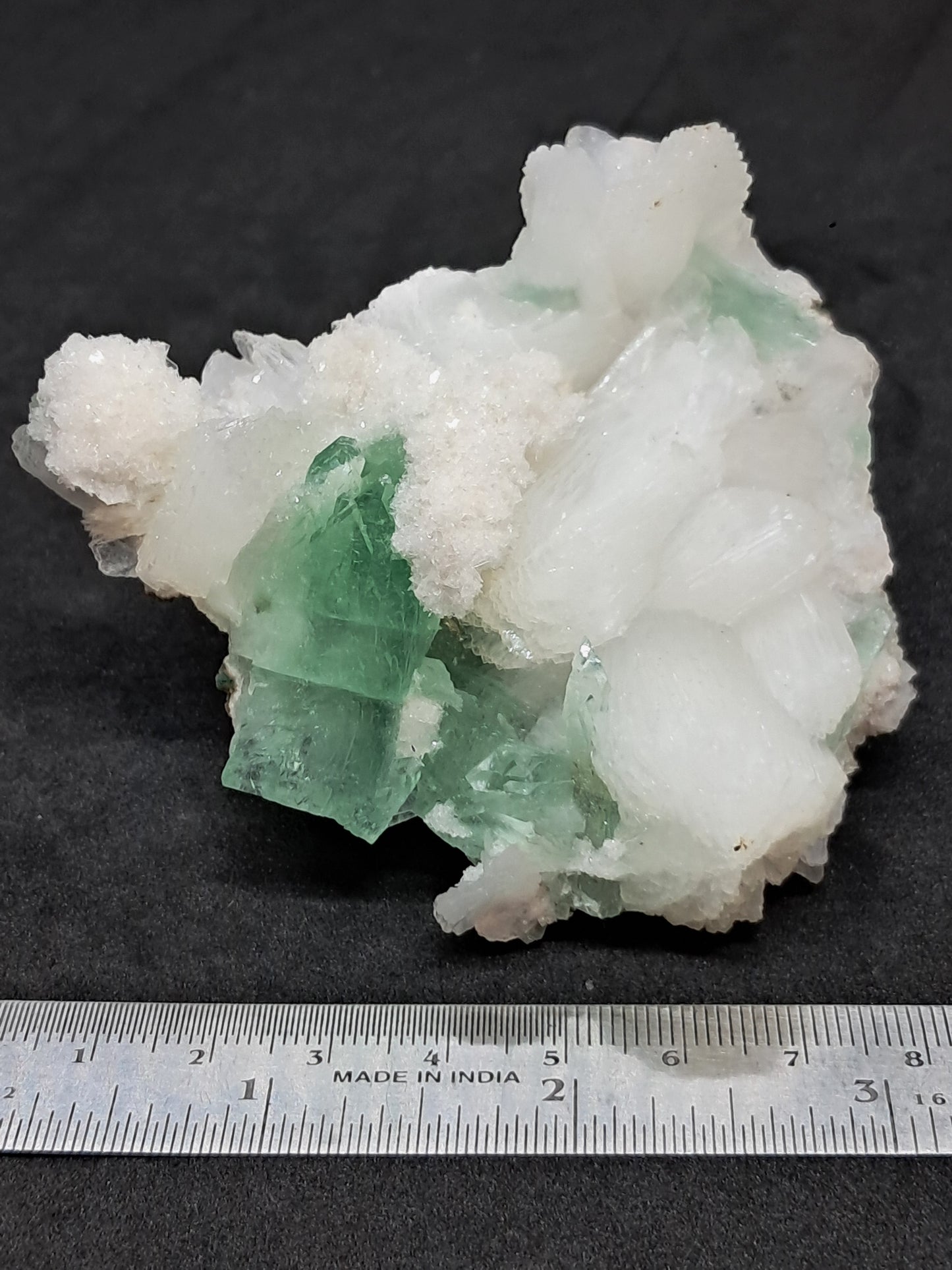Green Apophyllite (Fluorapophyllite) and Mordenite on Stilbite #GA3