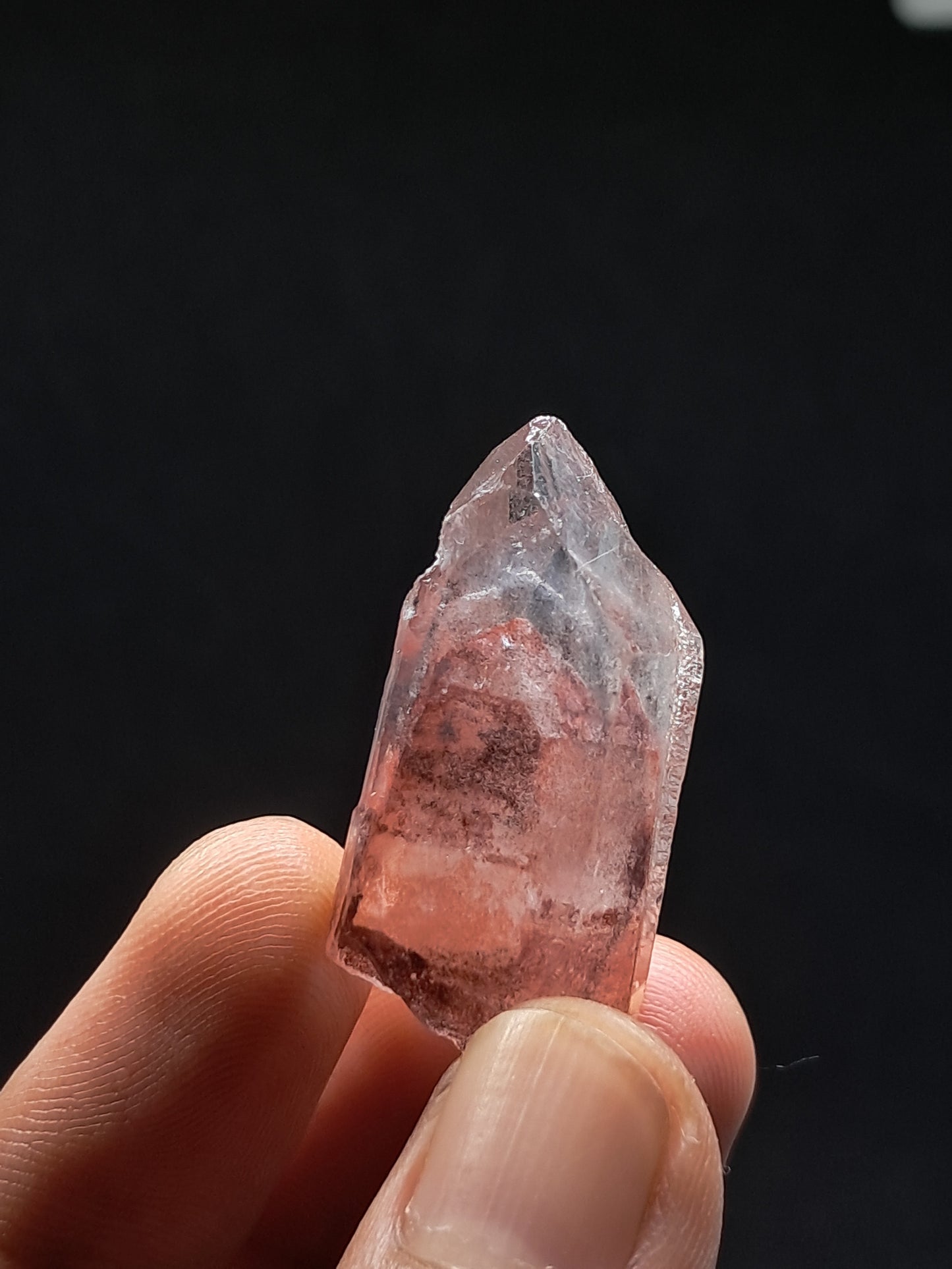 Cuarzo fantasma hematita (Telangana) | Cristal natural | Doble fantasma | Ejemplar mineral n.° HPQ41