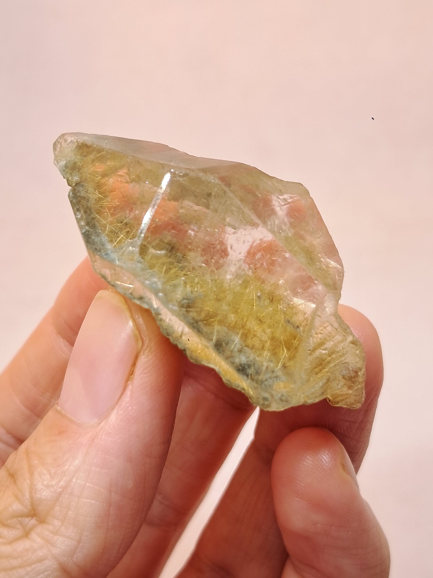 Quartz w/ Chlorite and Golden Rutile Inclusions (Himachal Pradesh) Rough Stone | Natural Crystal | Mineral Specimen #CH40