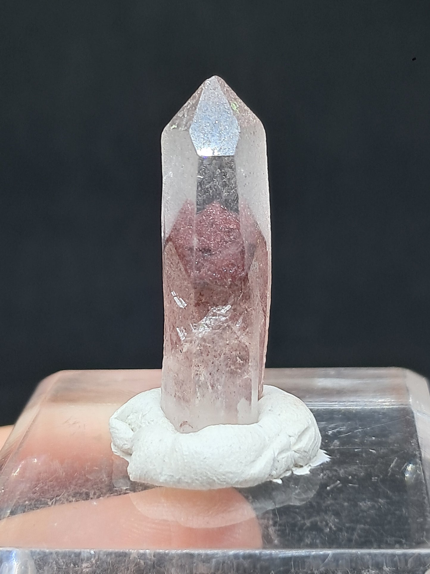 Cuarzo Fantasma Hematita (Telangana) Punta de Cristal Natural | Ejemplar Mineral n.° HPQ16