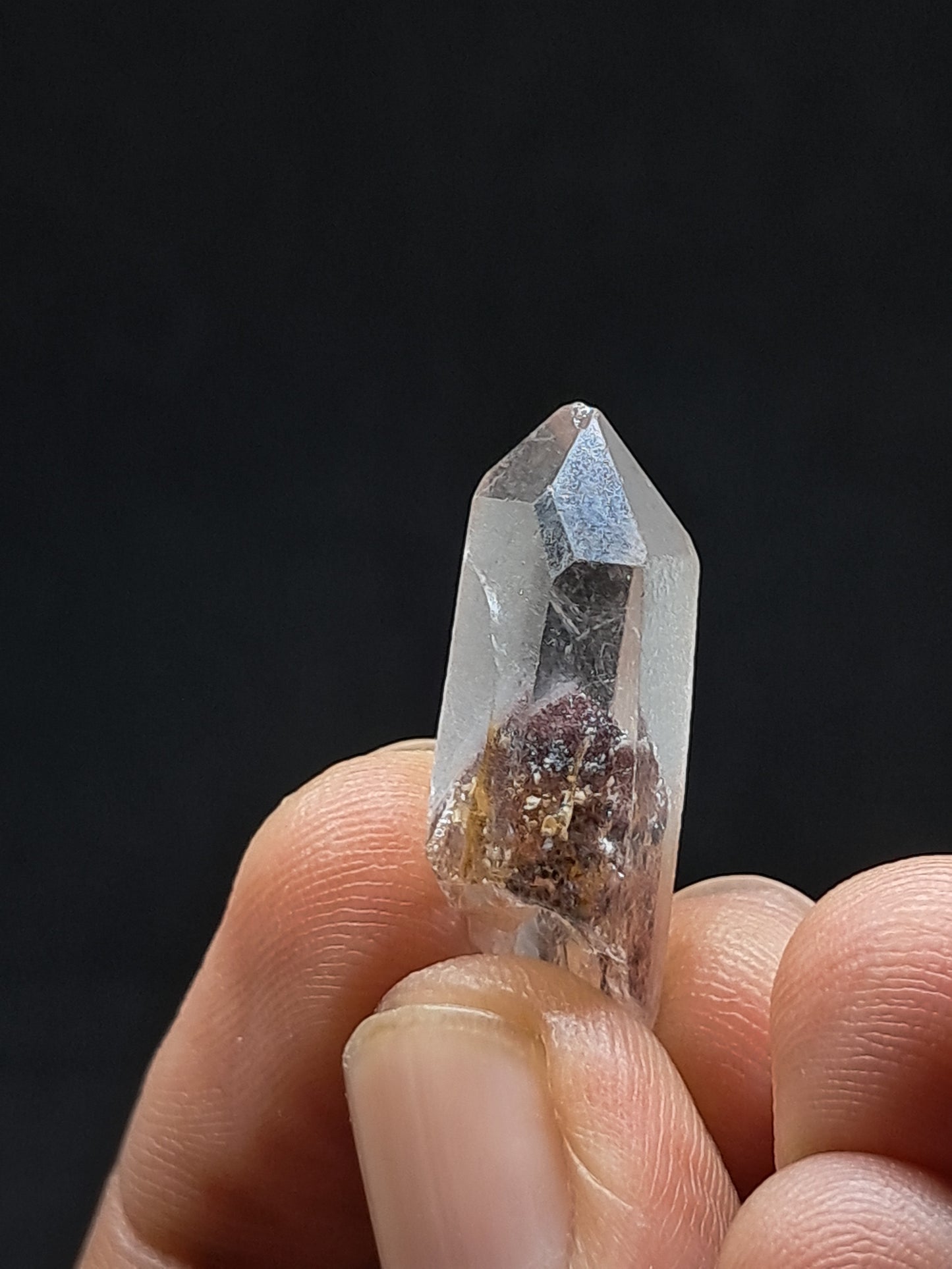 Cuarzo fantasma hematita (Telangana) | Cristal natural | Ejemplar mineral n.° HPQ51
