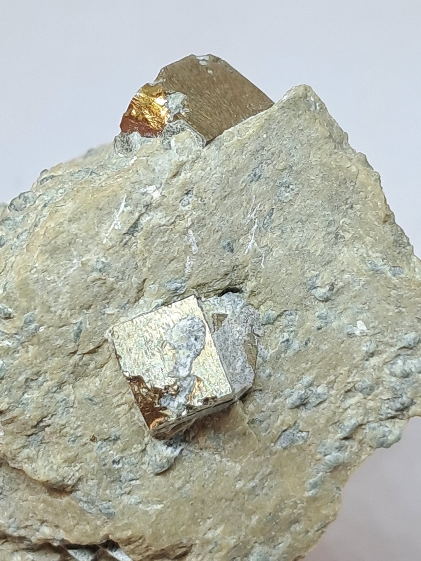 Cubos de pirita en matriz (España) Cristal natural | Ejemplar mineral n.° PR15