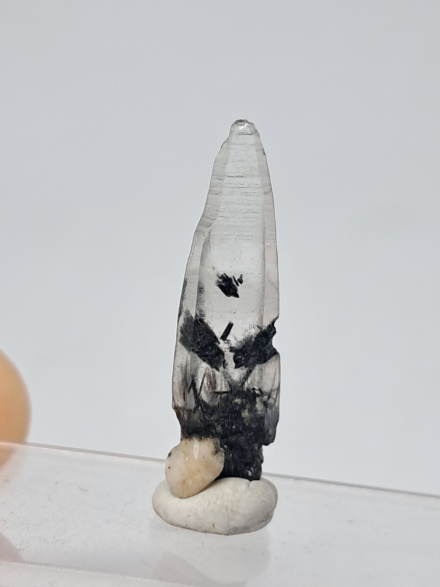Tourmalinated Quartz natural crystal point (Non-precious natural stone) #TQ10
