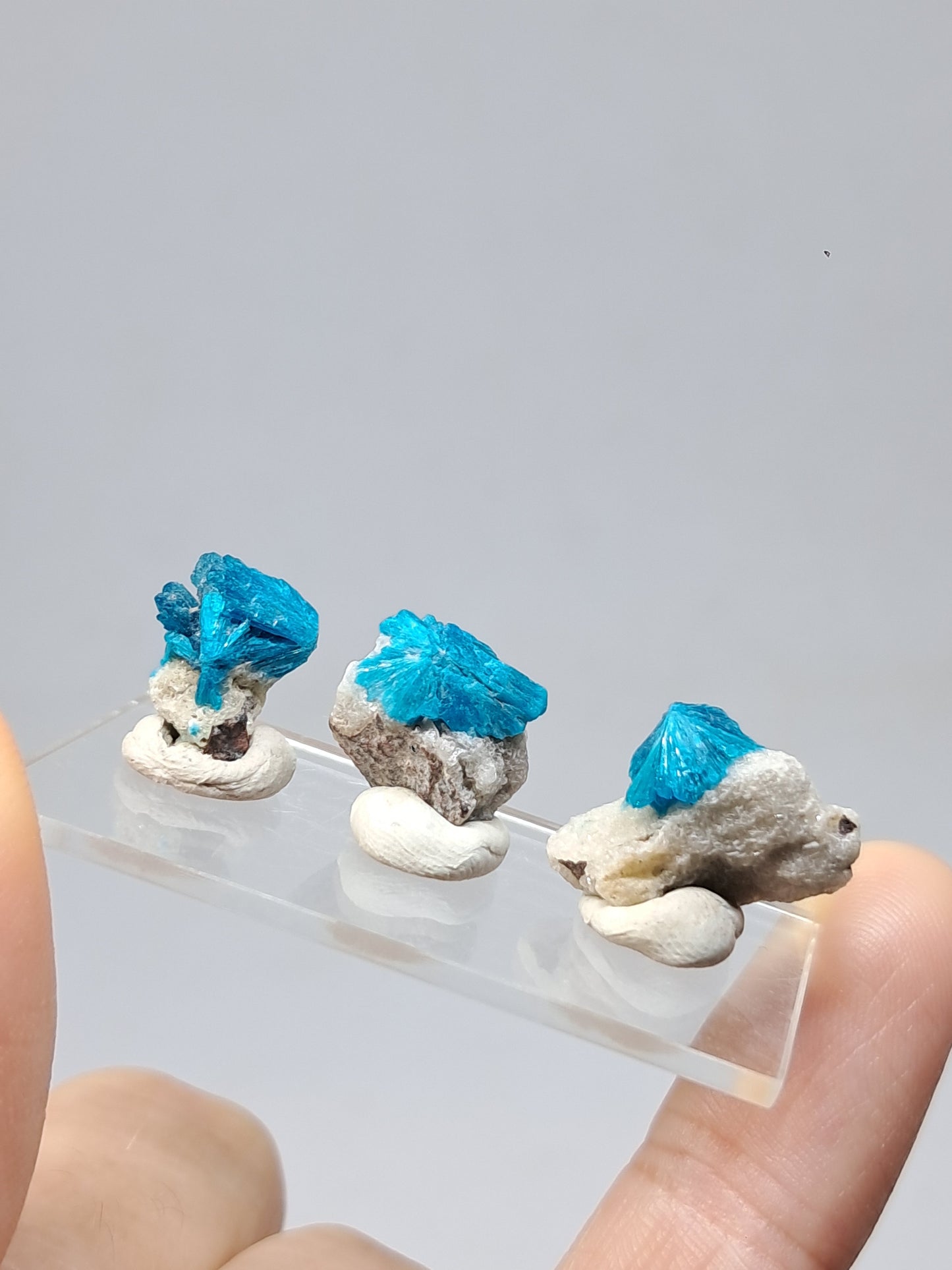 Set of 3 Small Cavansites on Heulandite Matrix (Wagholi) Rough Stone | Natural Crystal | Rare Mineral Specimen #CV37