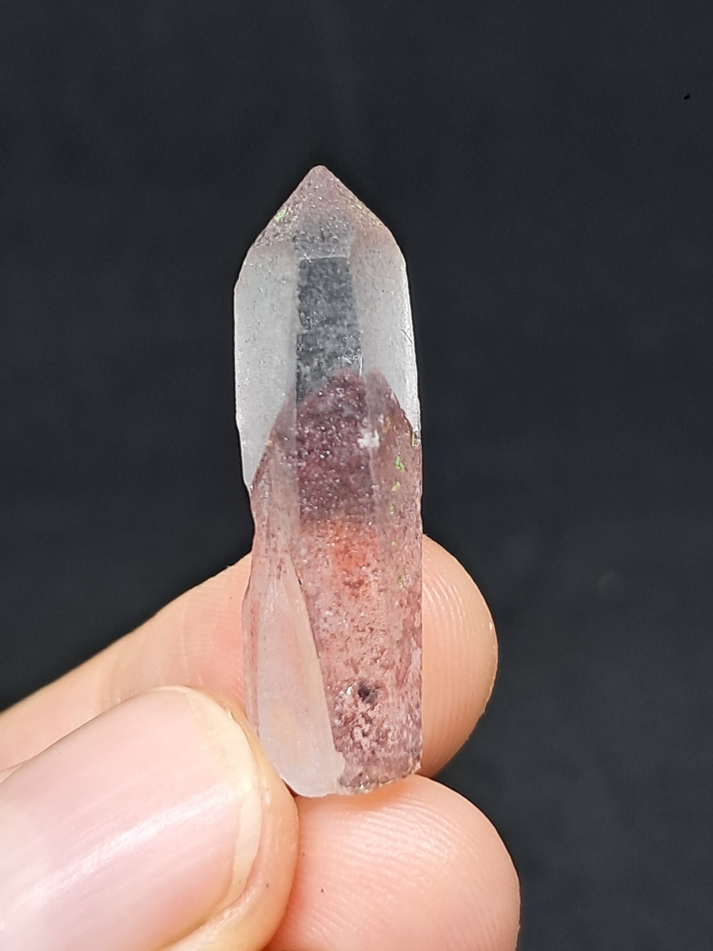 Cuarzo Fantasma Hematita (Telangana) Punta de Cristal Natural | Ejemplar Mineral n.° HPQ16