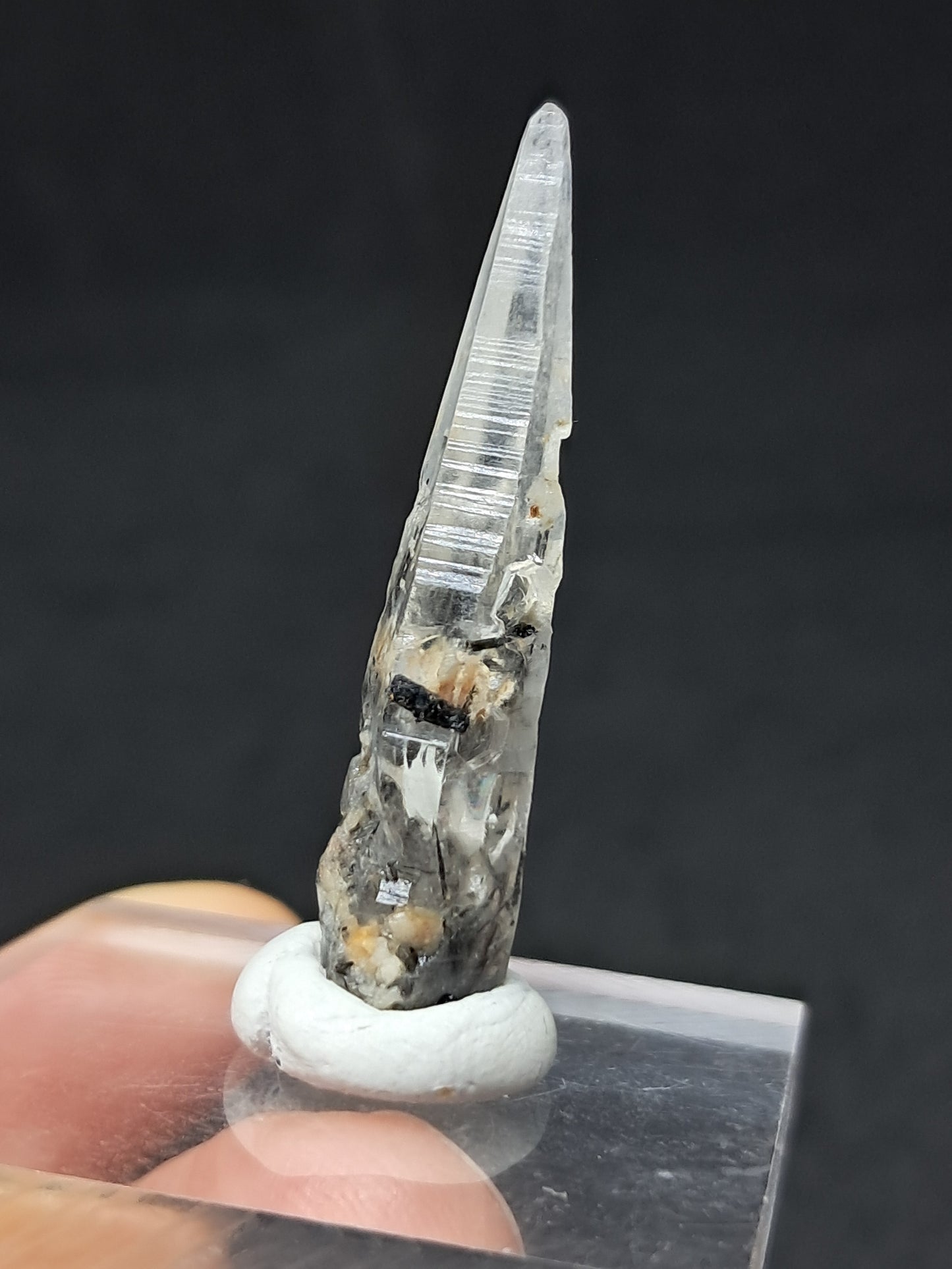 Tourmalinated Quartz natural crystal point (Non-precious natural stone) #TQ9