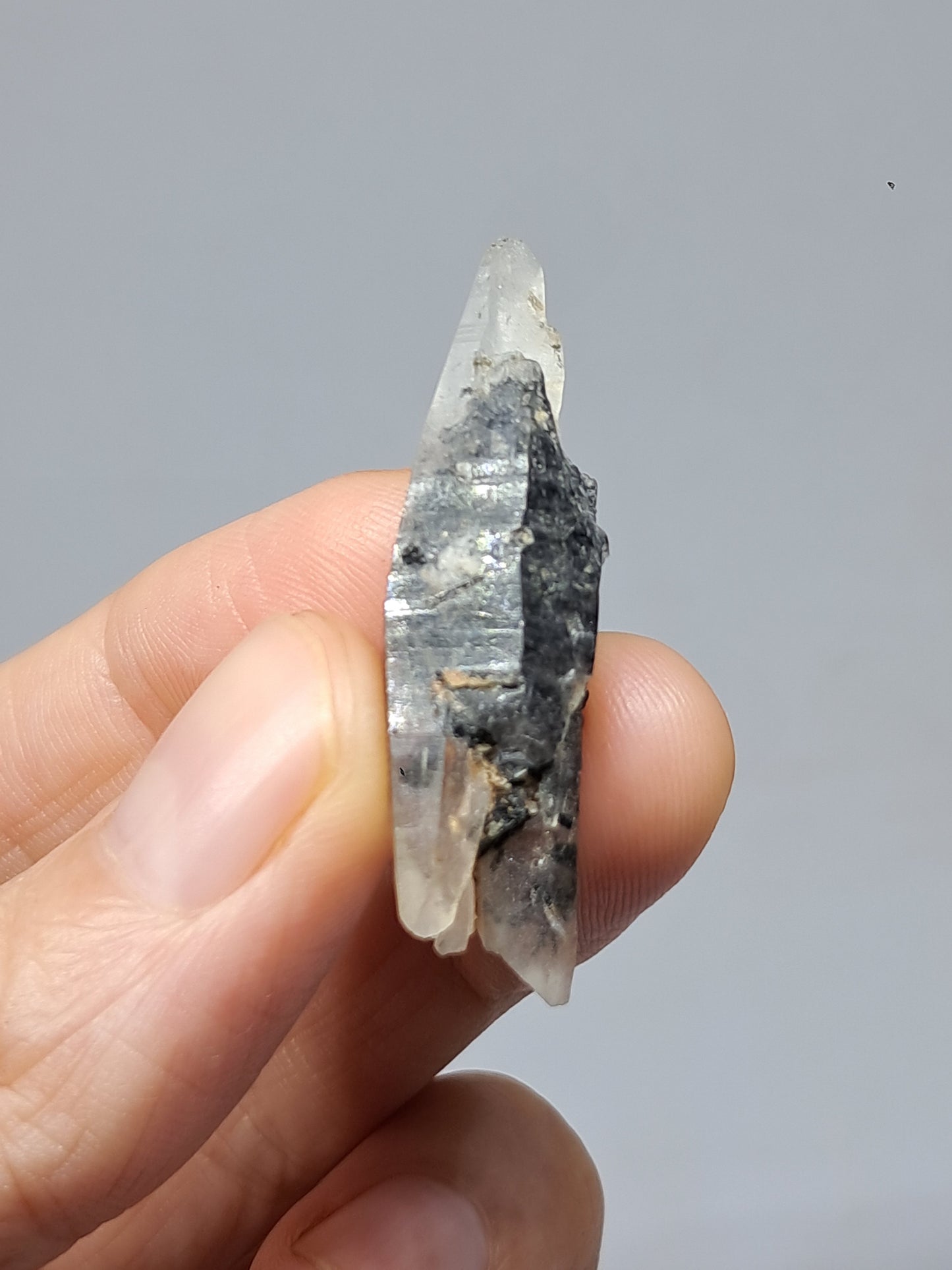 Juego de 3 puntas de cuarzo: clorita, turmalina y hematita fantasma | Cristales en bruto | Piedras en bruto #RCS19