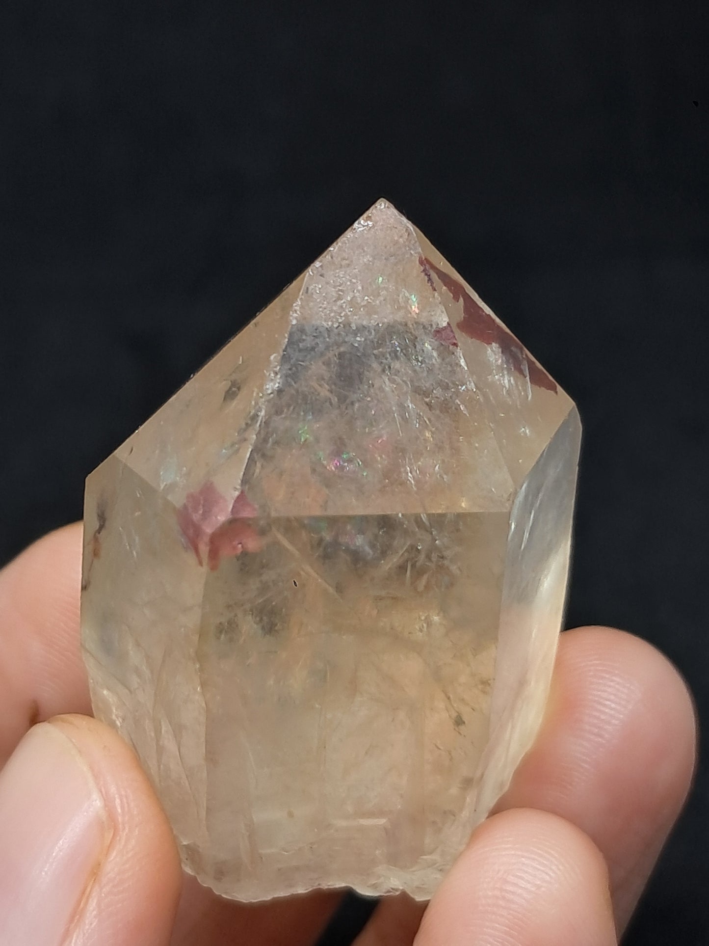 Natural Citrine "Kundalini" with Hematite (Democratic Republic of Congo) Crystal Point | Mineral Specimen #CTN19