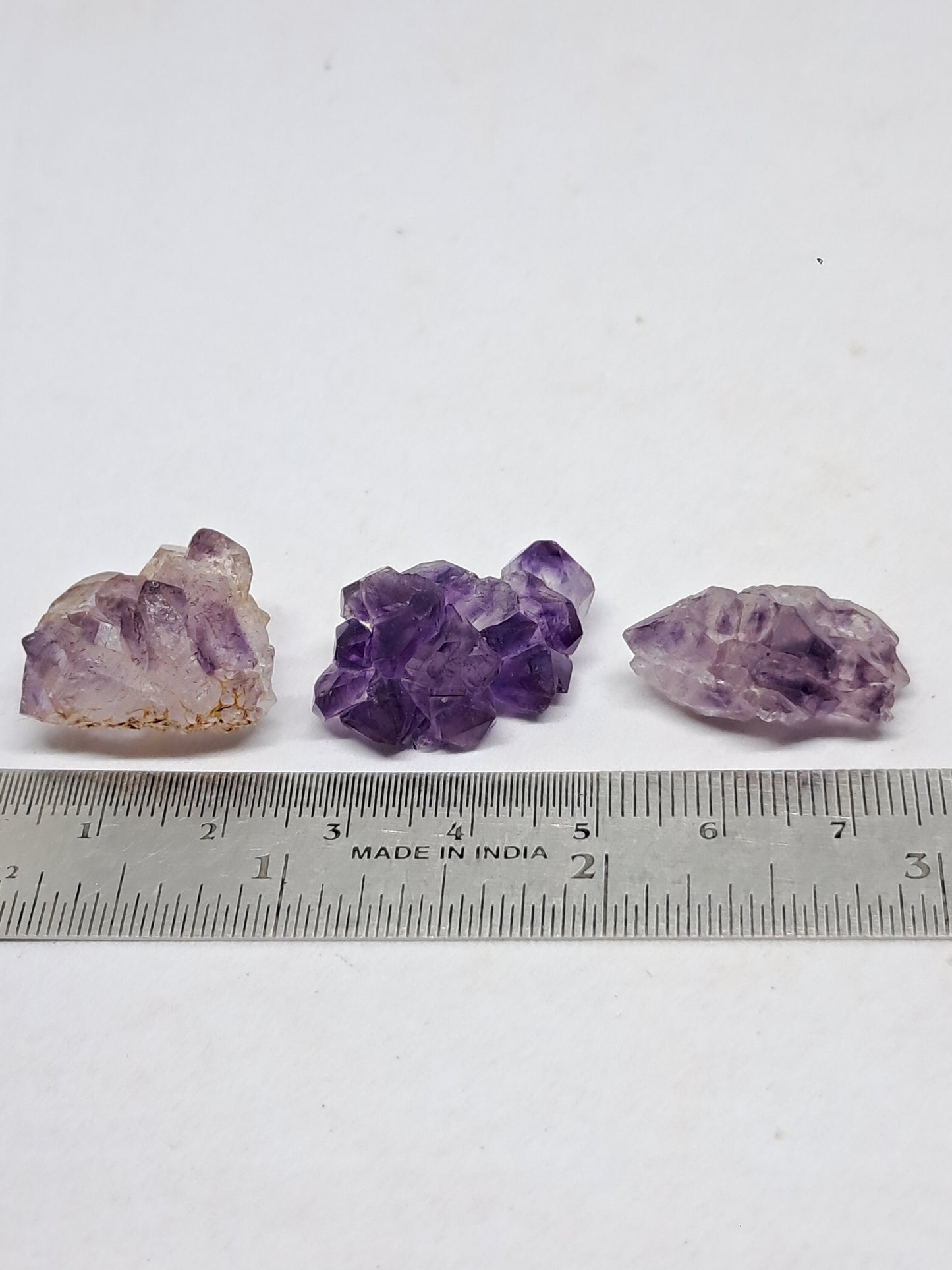 Set of 3 Elestial Amethyst from Karur w/ "Super Seven" Inclusions | Natural Crystals | Mineral Specimen #KA168