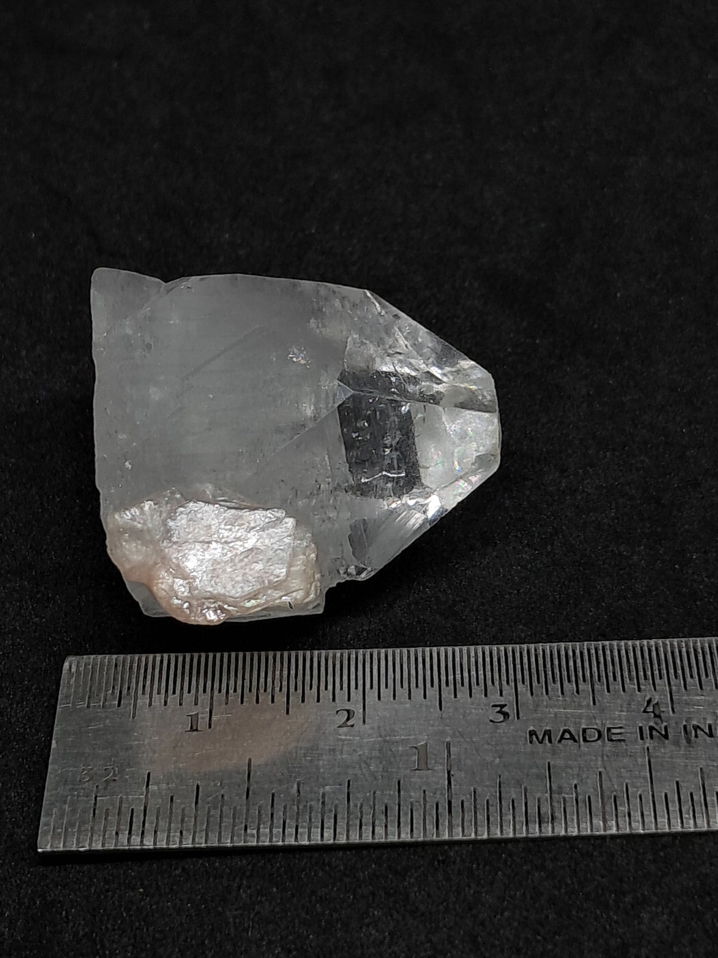Clear Apophyllite Point w/ Stilbite (Ajanta) Natural Crystal | Mineral Specimen #AP54