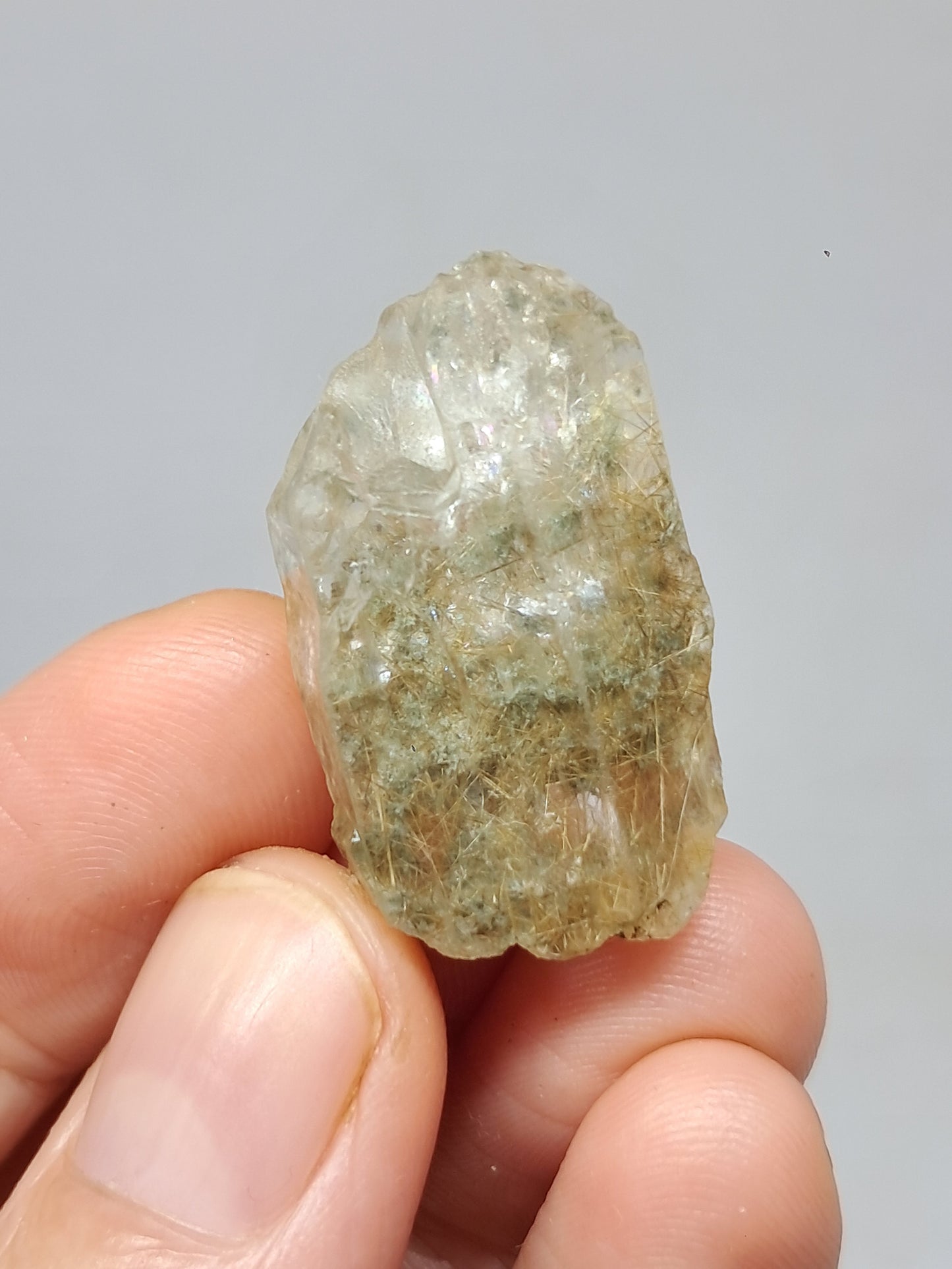 Quartz w/ Chlorite and Golden Rutile Inclusions (Kullu) Rough Stone | Natural Crystal Point | Mineral Specimen #CH45