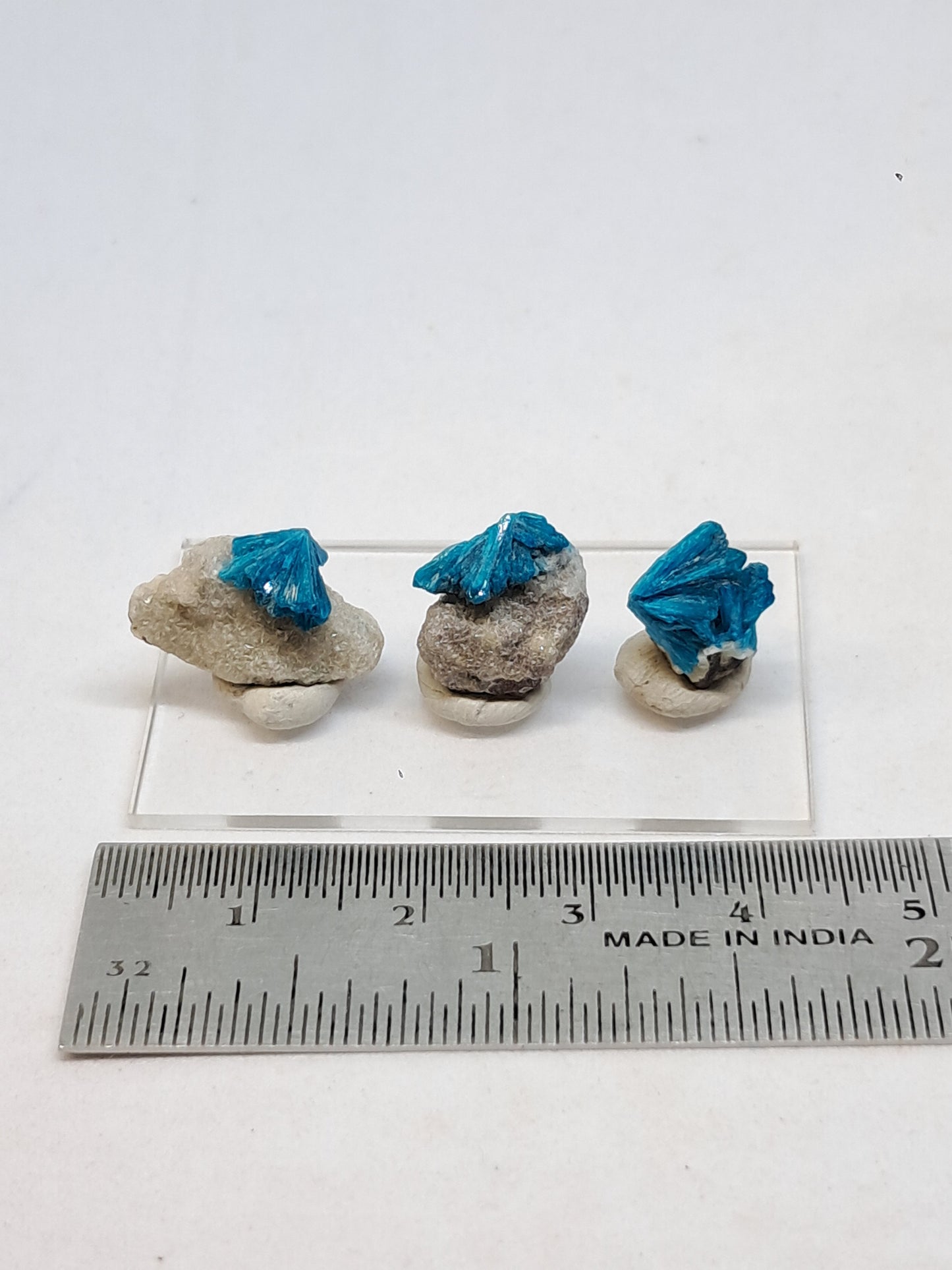 Set of 3 Small Cavansites on Heulandite Matrix (Wagholi) Rough Stone | Natural Crystal | Rare Mineral Specimen #CV37