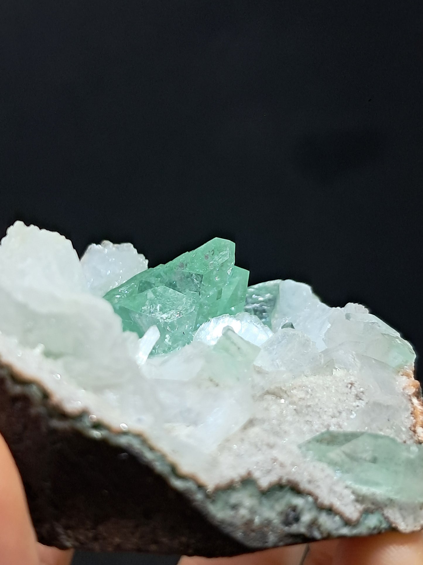 Green Apophyllite (Fluorapophyllite) and Stilbite on matrix #GA2