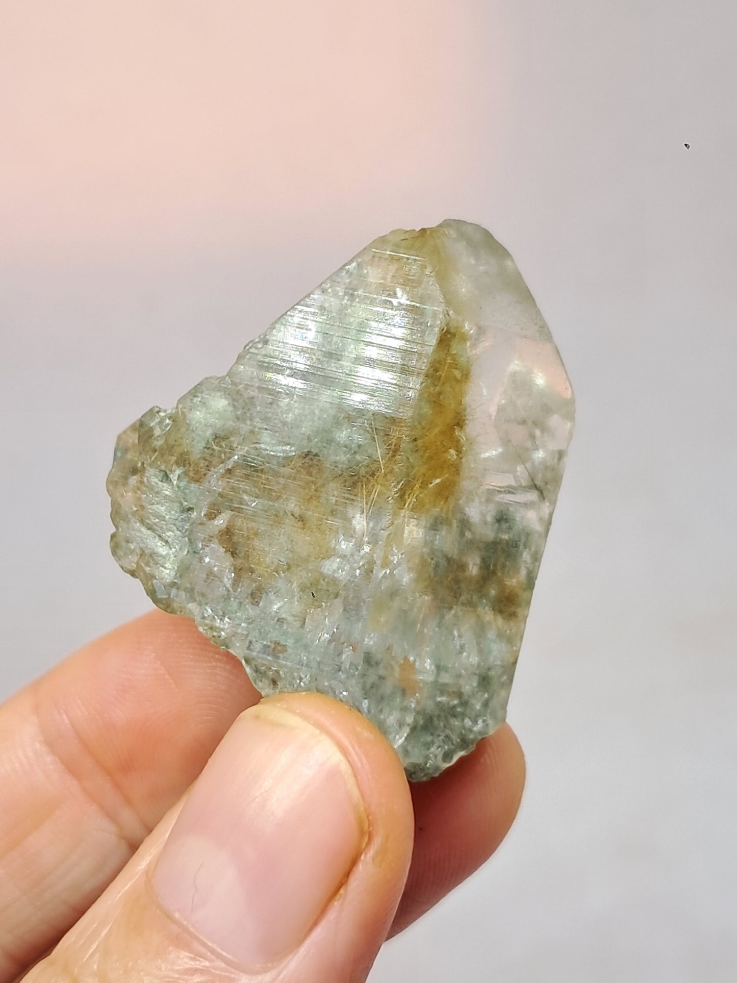 Quartz w/ Chlorite and Golden Rutile Inclusions (Kullu) Rough Stone | Natural Crystal | Mineral Specimen #CH41