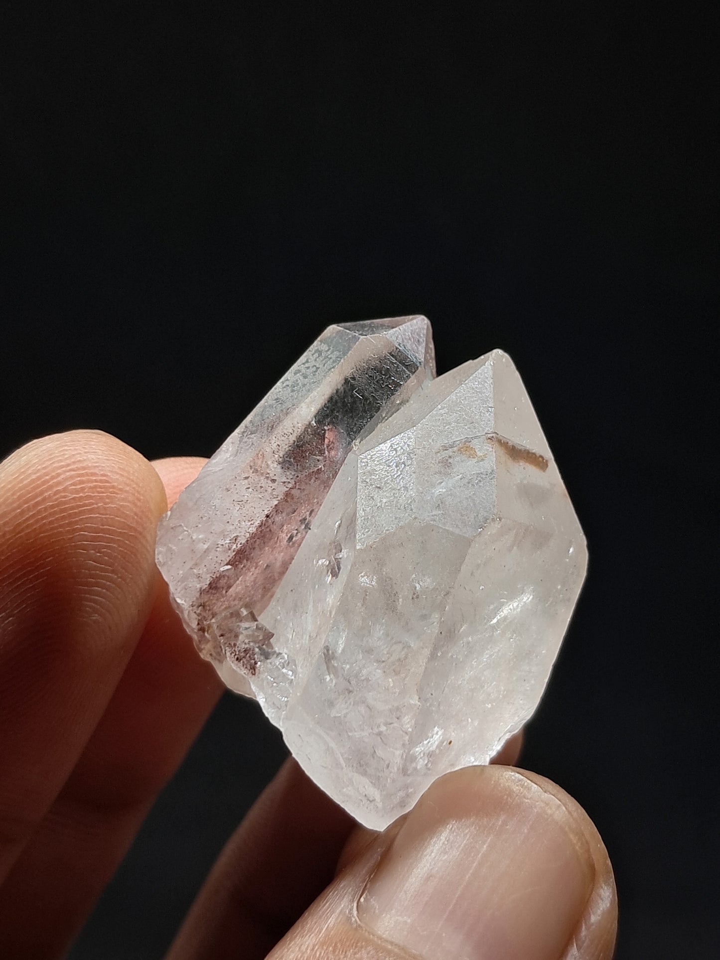 Cuarzo Fantasma Hematita (Telangana) Cristal Natural | Ejemplar Mineral | Puntas Fusionadas | Cara "Ventana" #HPQ36