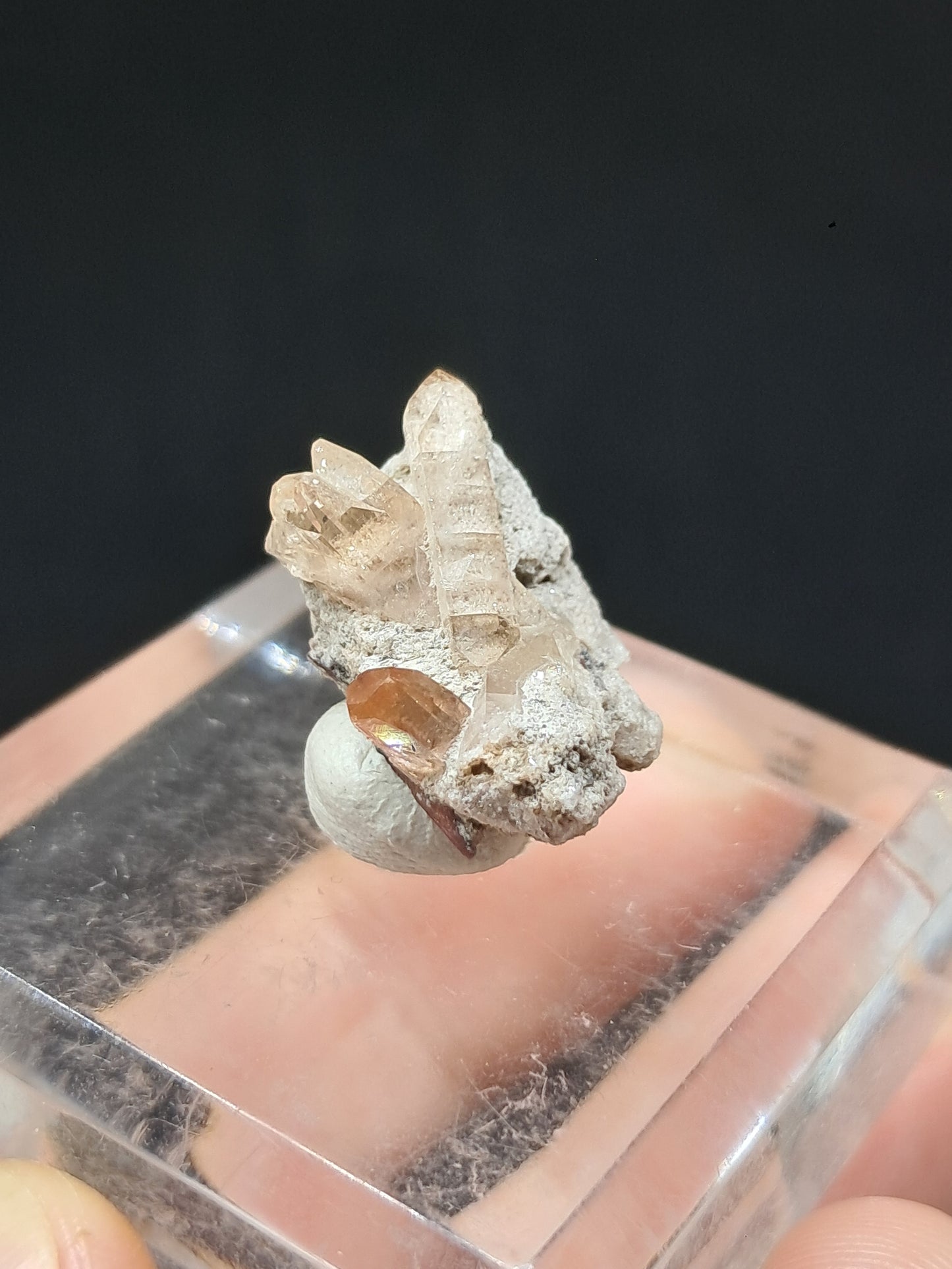 Cristales de topacio natural en matriz (México), piedra preciosa rara | Ejemplar mineral n.° TPZ13