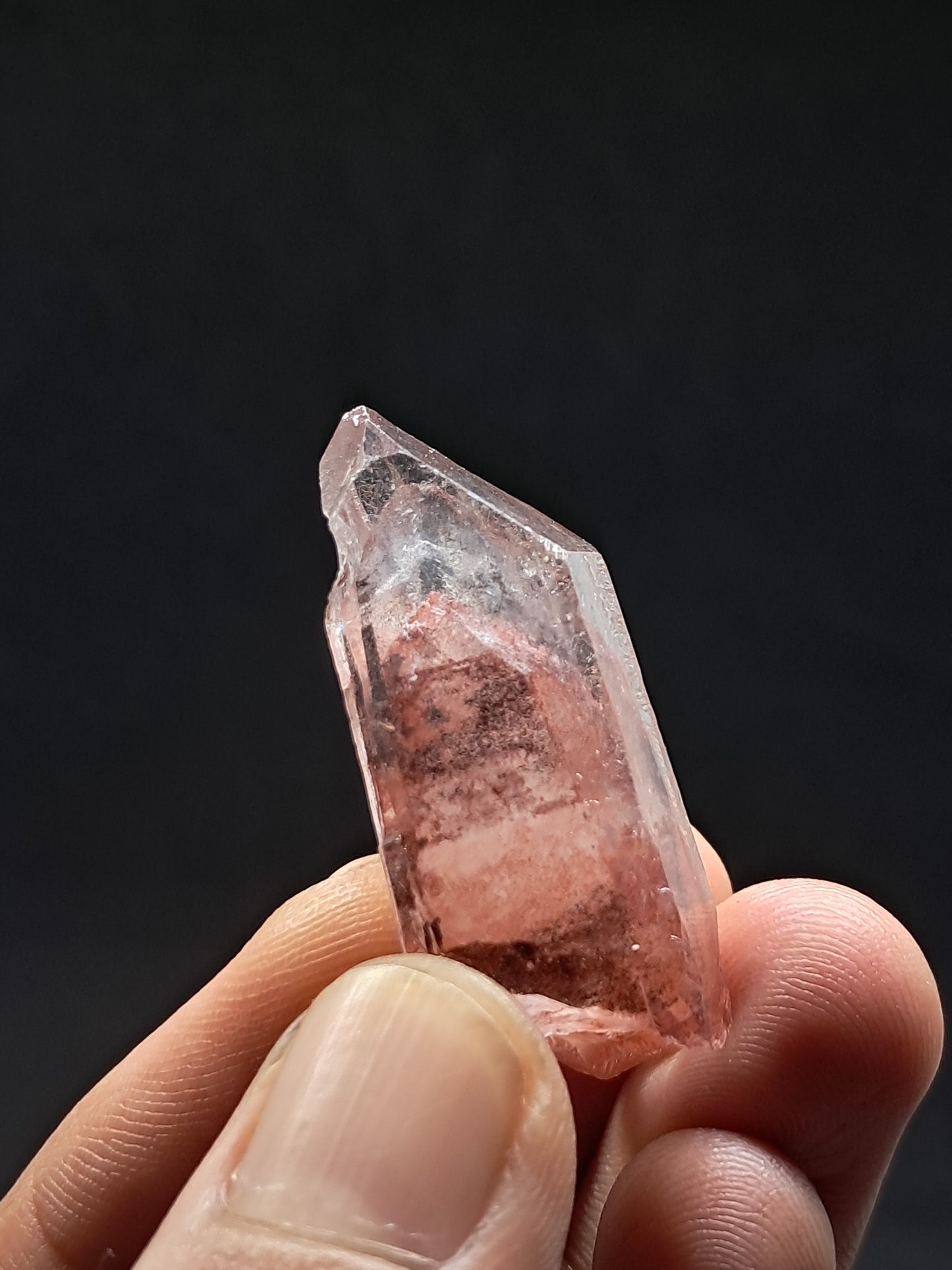 Cuarzo fantasma hematita (Telangana) | Cristal natural | Doble fantasma | Ejemplar mineral n.° HPQ41