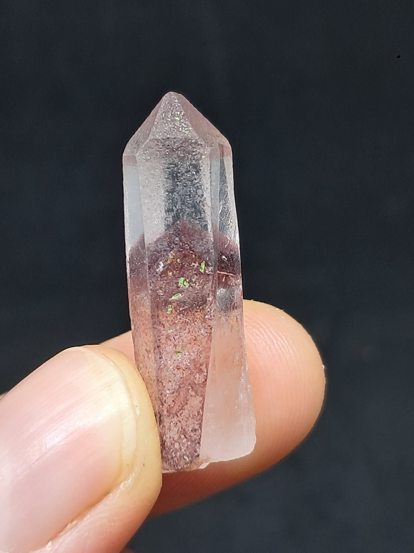 Cuarzo Fantasma Hematita (Telangana) Punta de Cristal Natural | Ejemplar Mineral n.° HPQ16
