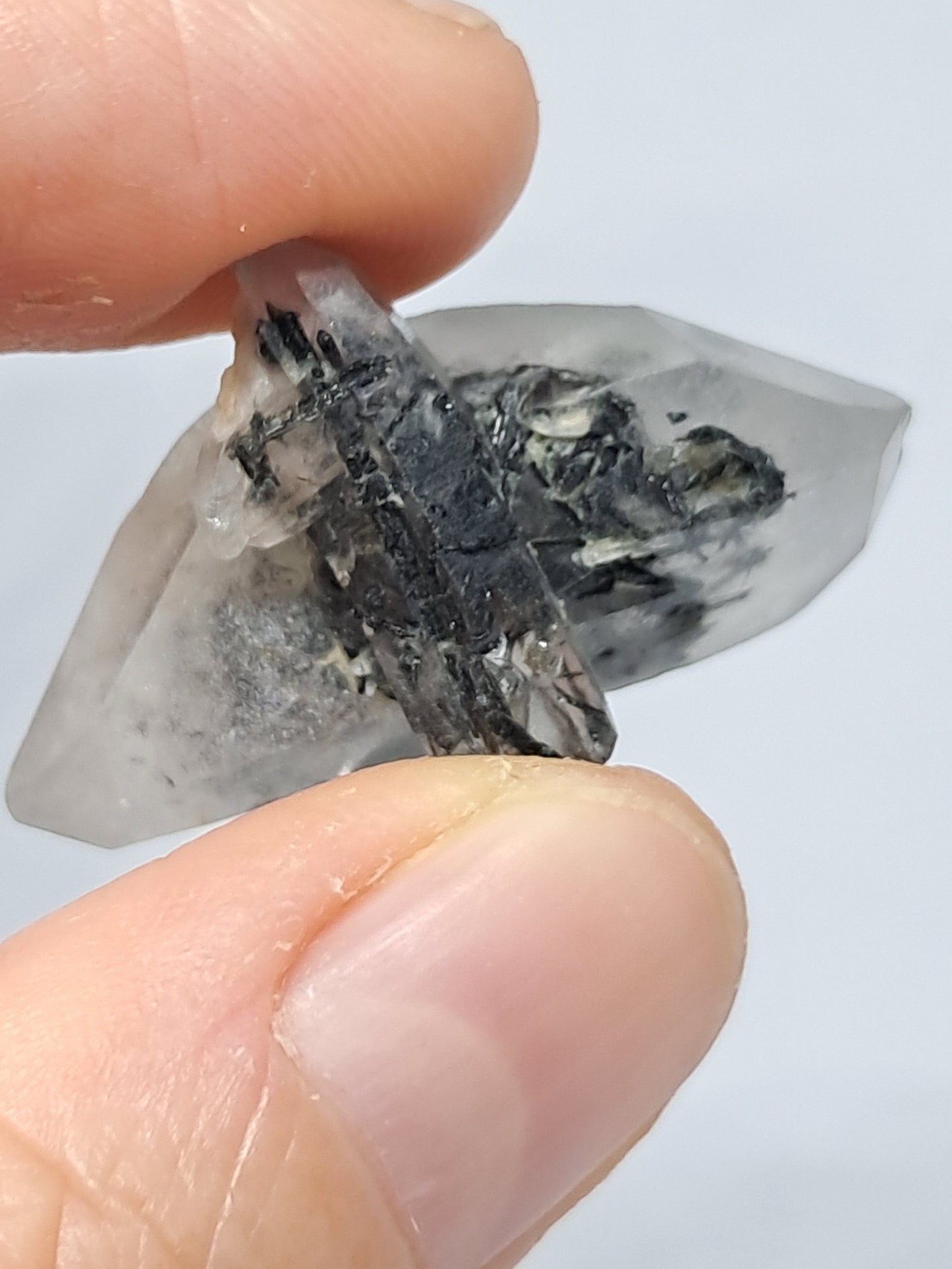 Tourmalinated Quartz natural crystal point (Non-precious natural stone) #TQ6
