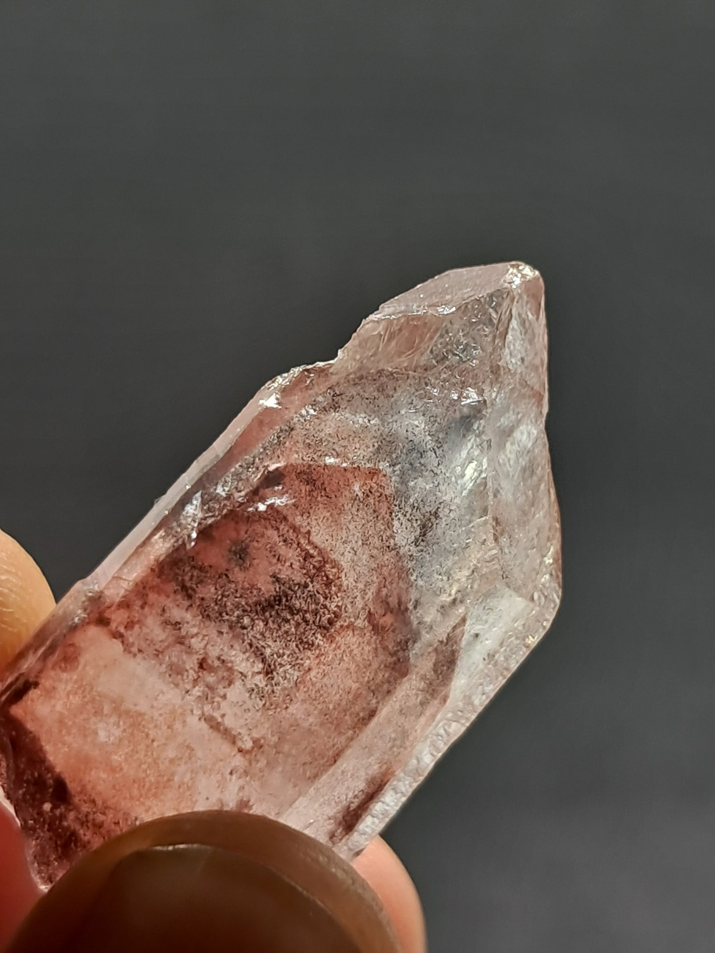 Cuarzo fantasma hematita (Telangana) | Cristal natural | Doble fantasma | Ejemplar mineral n.° HPQ41