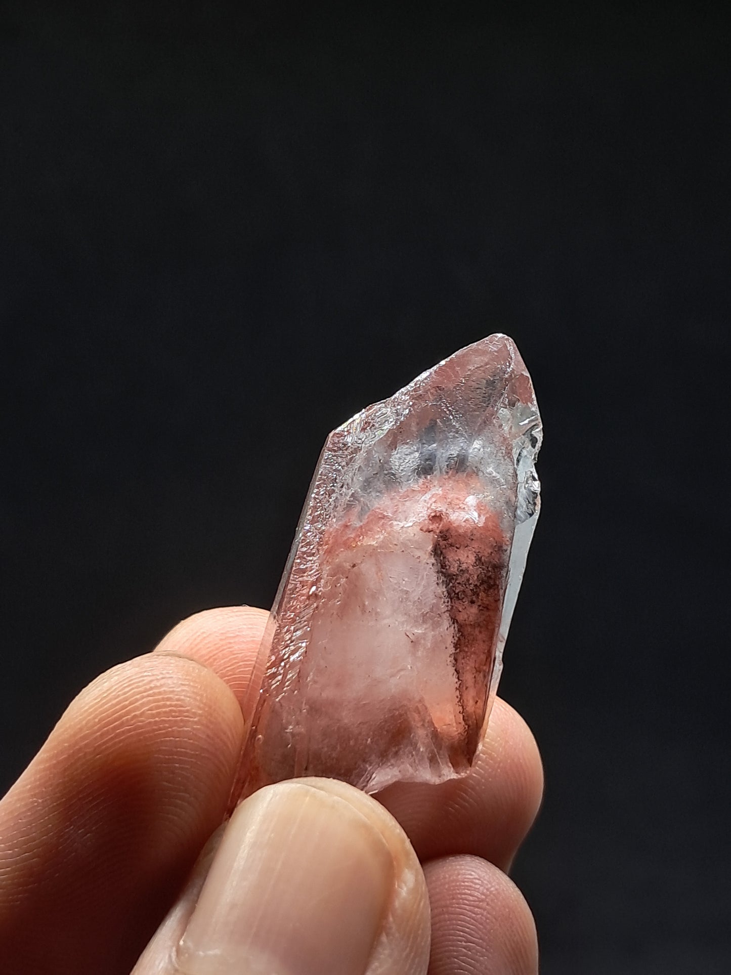 Cuarzo fantasma hematita (Telangana) | Cristal natural | Doble fantasma | Ejemplar mineral n.° HPQ41