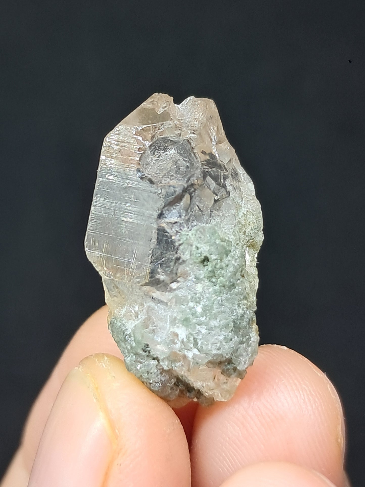 Quartz w/ Chlorite and Golden Rutile Inclusions (Kullu) Rough Stone | Natural Crystal Point | Mineral Specimen #CH48