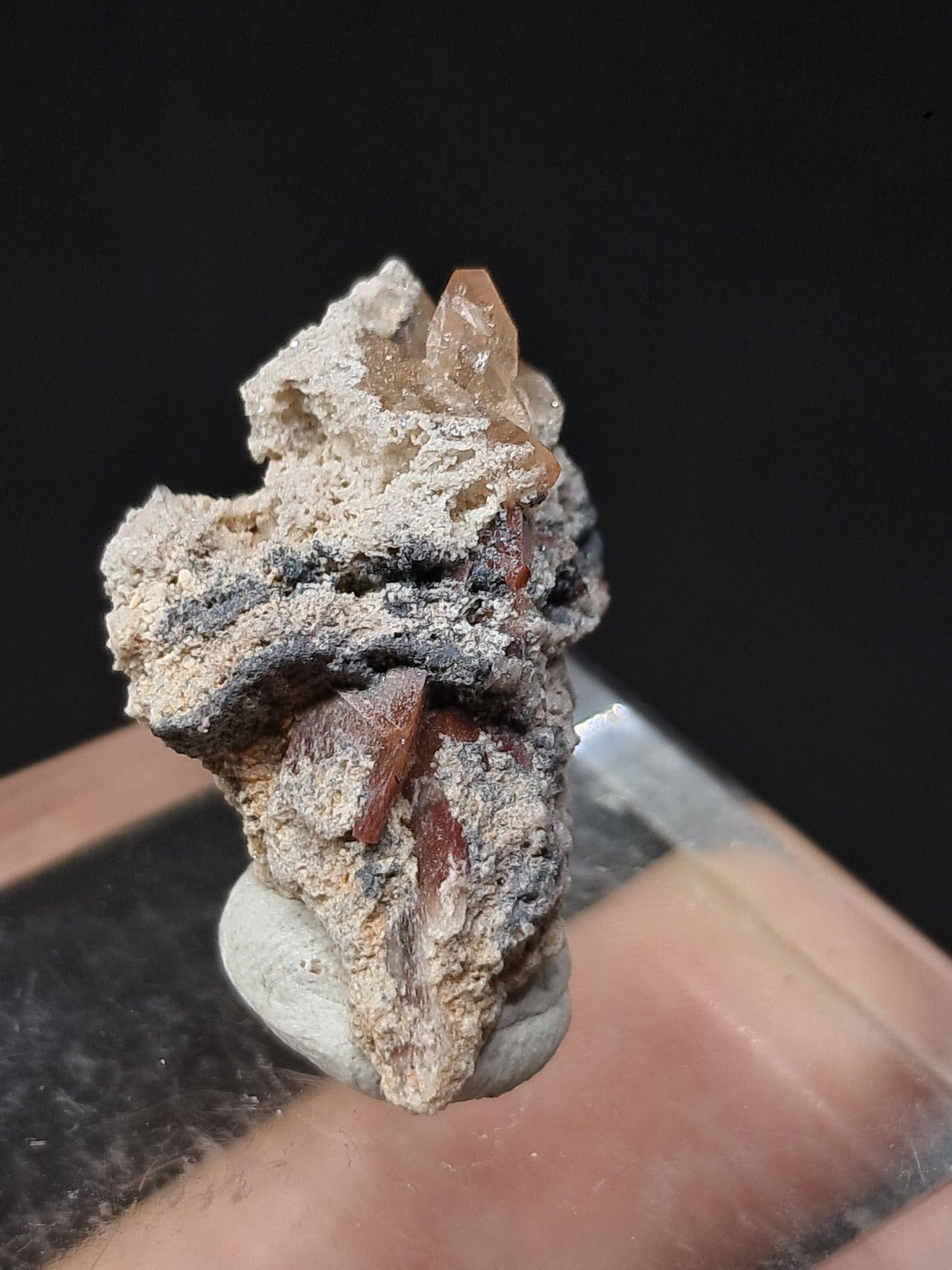 Cristales de topacio natural en matriz (México), piedra preciosa rara | Ejemplar mineral n.° TPZ26