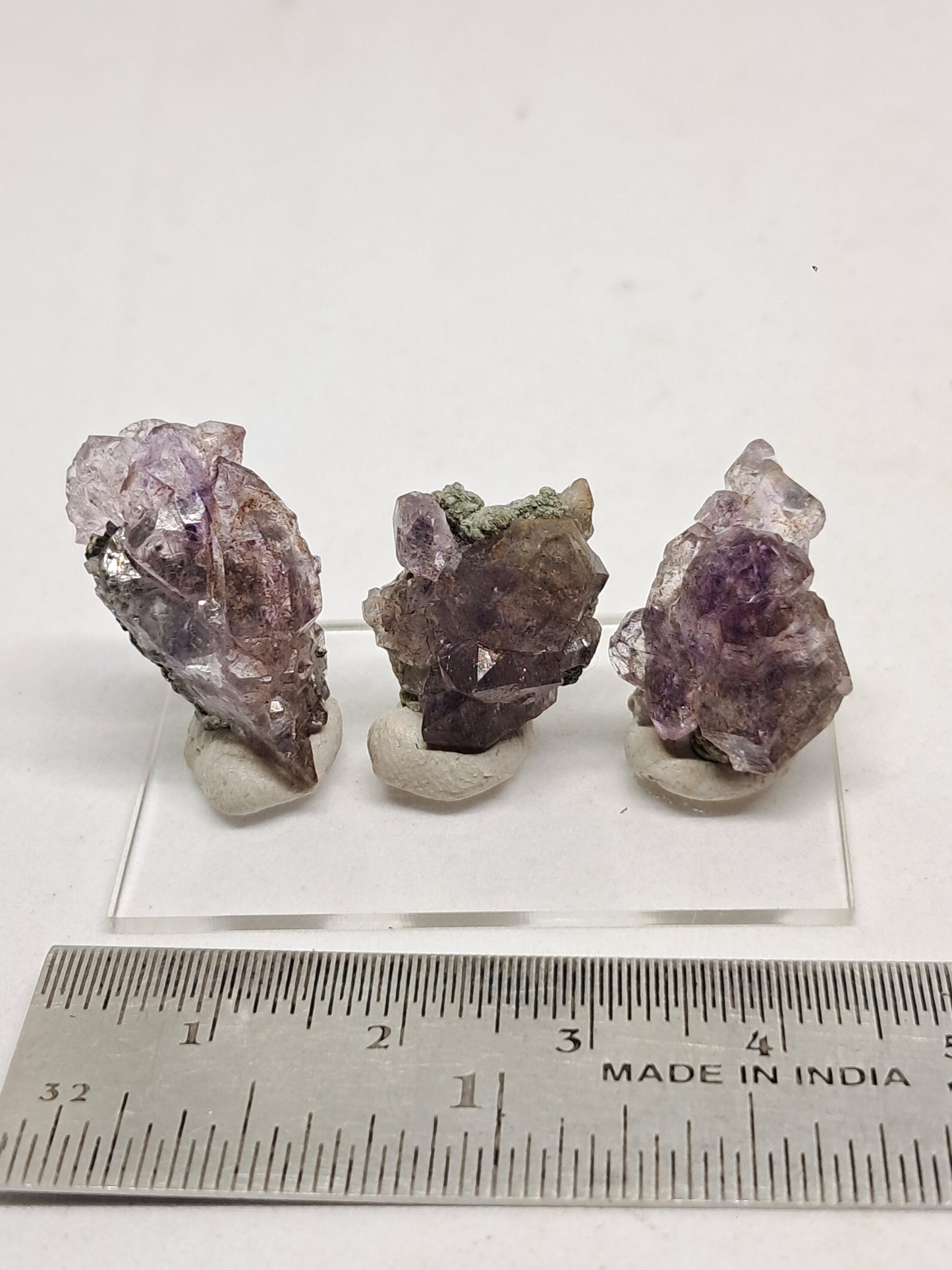Set of 3 Amethyst from Karur w/ "Super Seven" Inclusions | Natural Crystals | Mineral Specimen #KA169