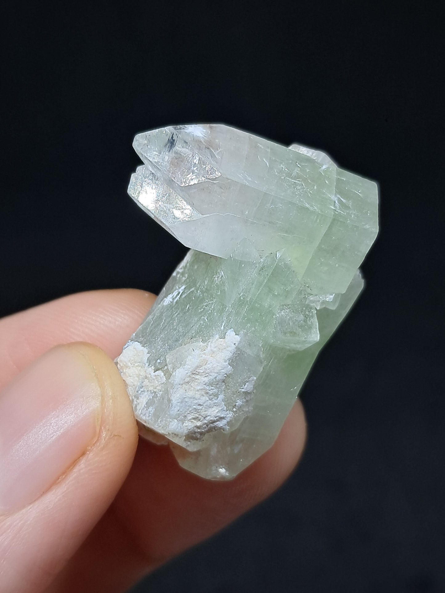 Green Apophyllite Crystal w/ Okenite (Ajanta) Natural Point | Mineral Specimen #AP62