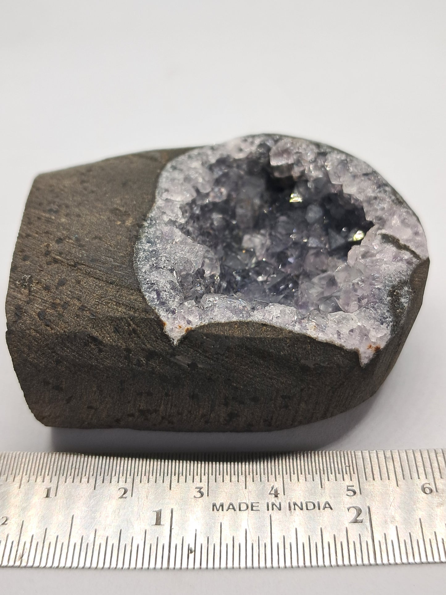 Back Chalcedony with Amethyst in Basalt Geode (Non-precious mineral) #BC2