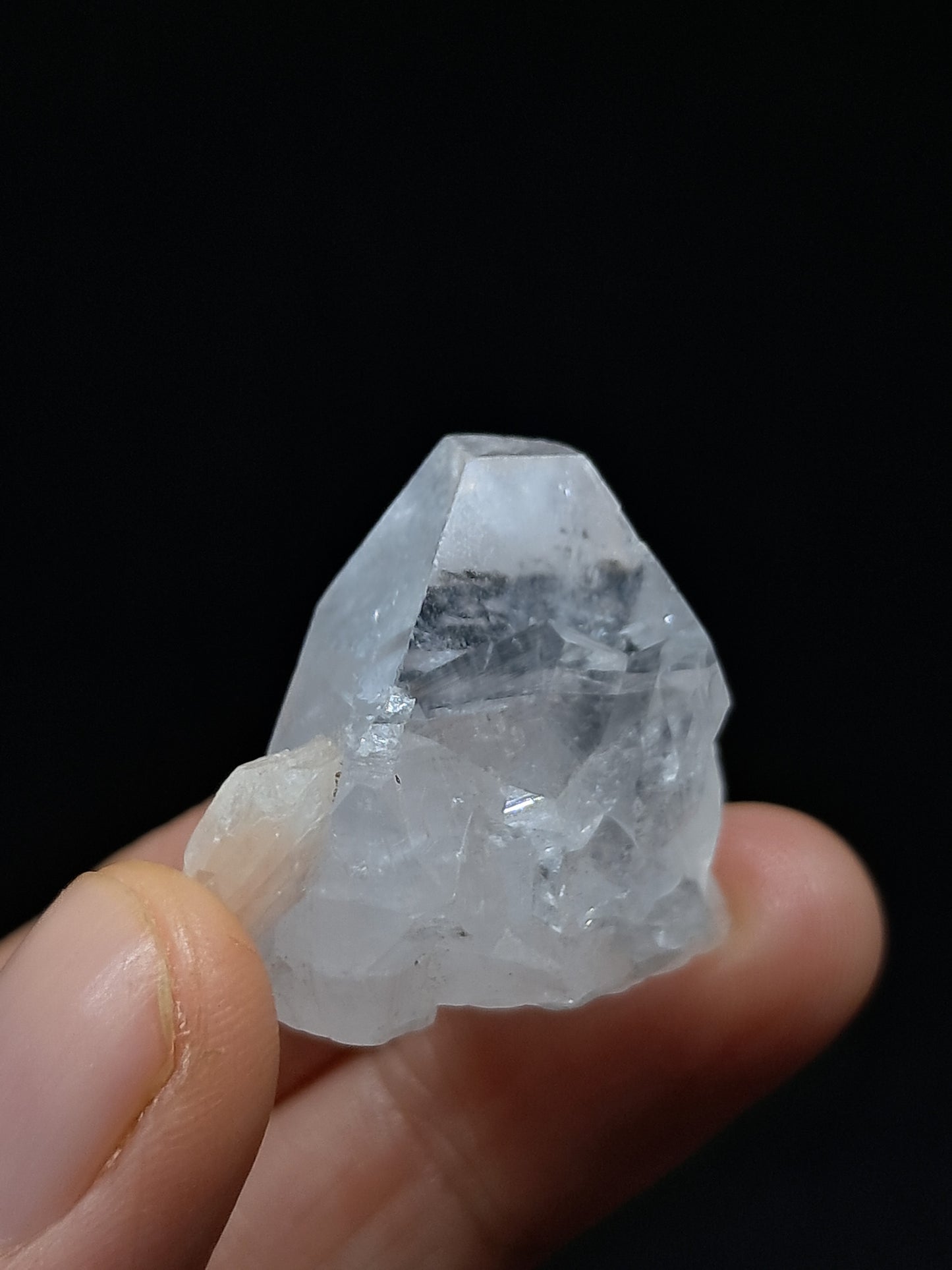 Clear Apophyllite Point w/ Stilbite (Ajanta) Natural Crystal | Mineral Specimen #AP54