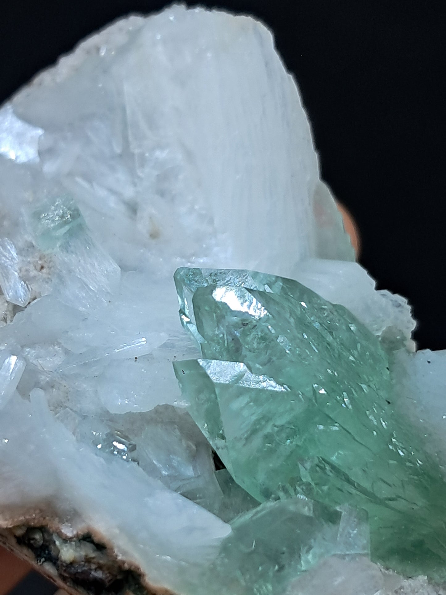 Green Apophyllite (Fluorapophyllite) and Stilbite on matrix #GA2