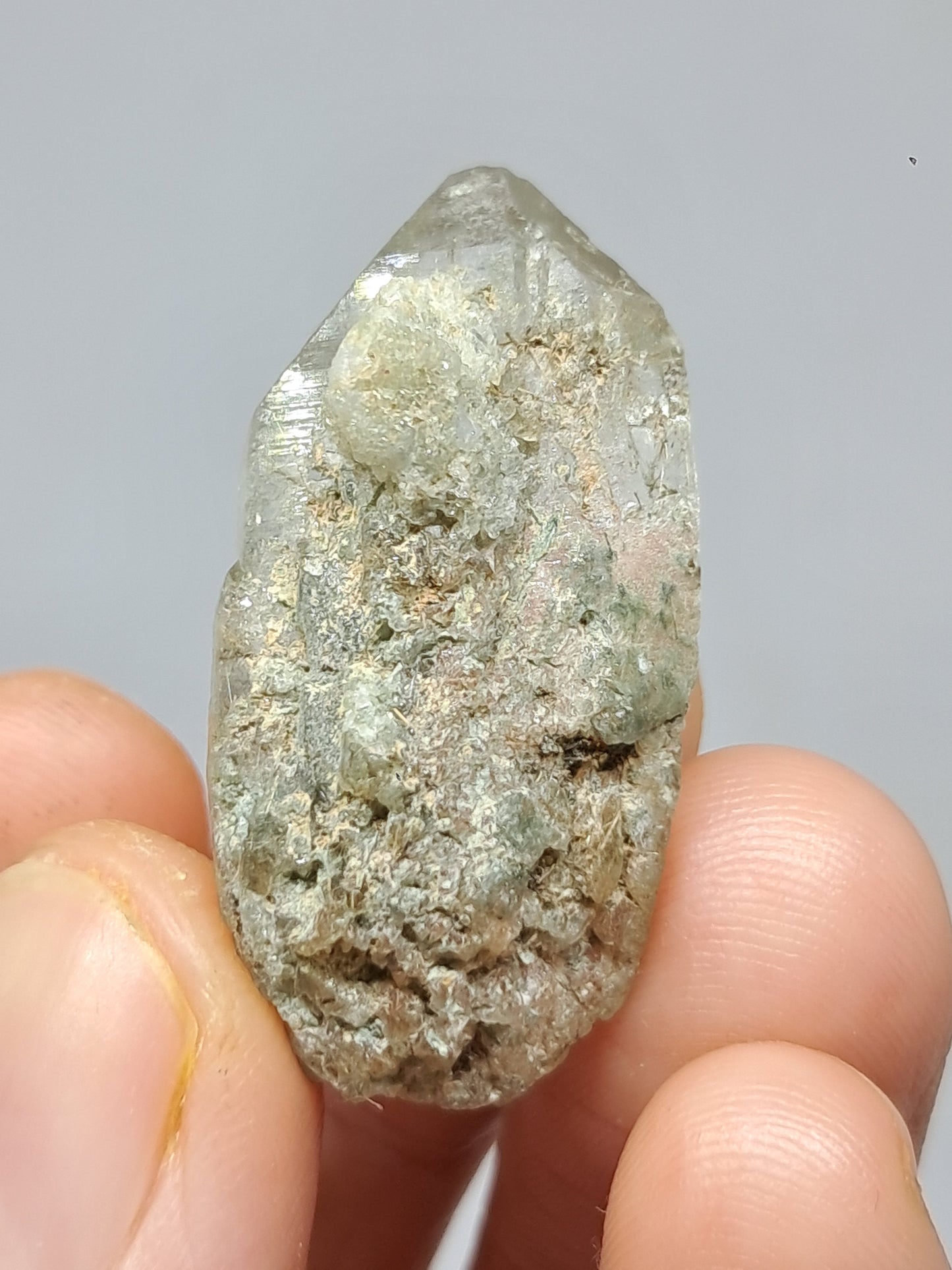 Quartz w/ Chlorite and Golden Rutile Inclusions (Kullu) Rough Stone | Natural Crystal Point | Mineral Specimen #CH47