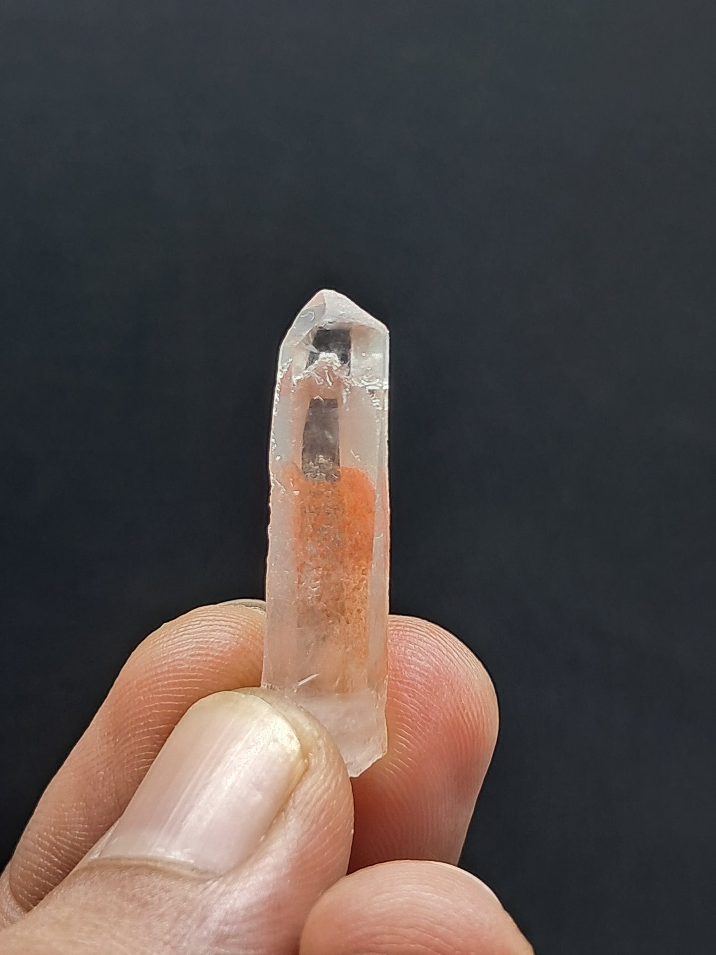 Cuarzo fantasma hematita (Telangana) | Cristal natural | Ejemplar mineral n.° HPQ48