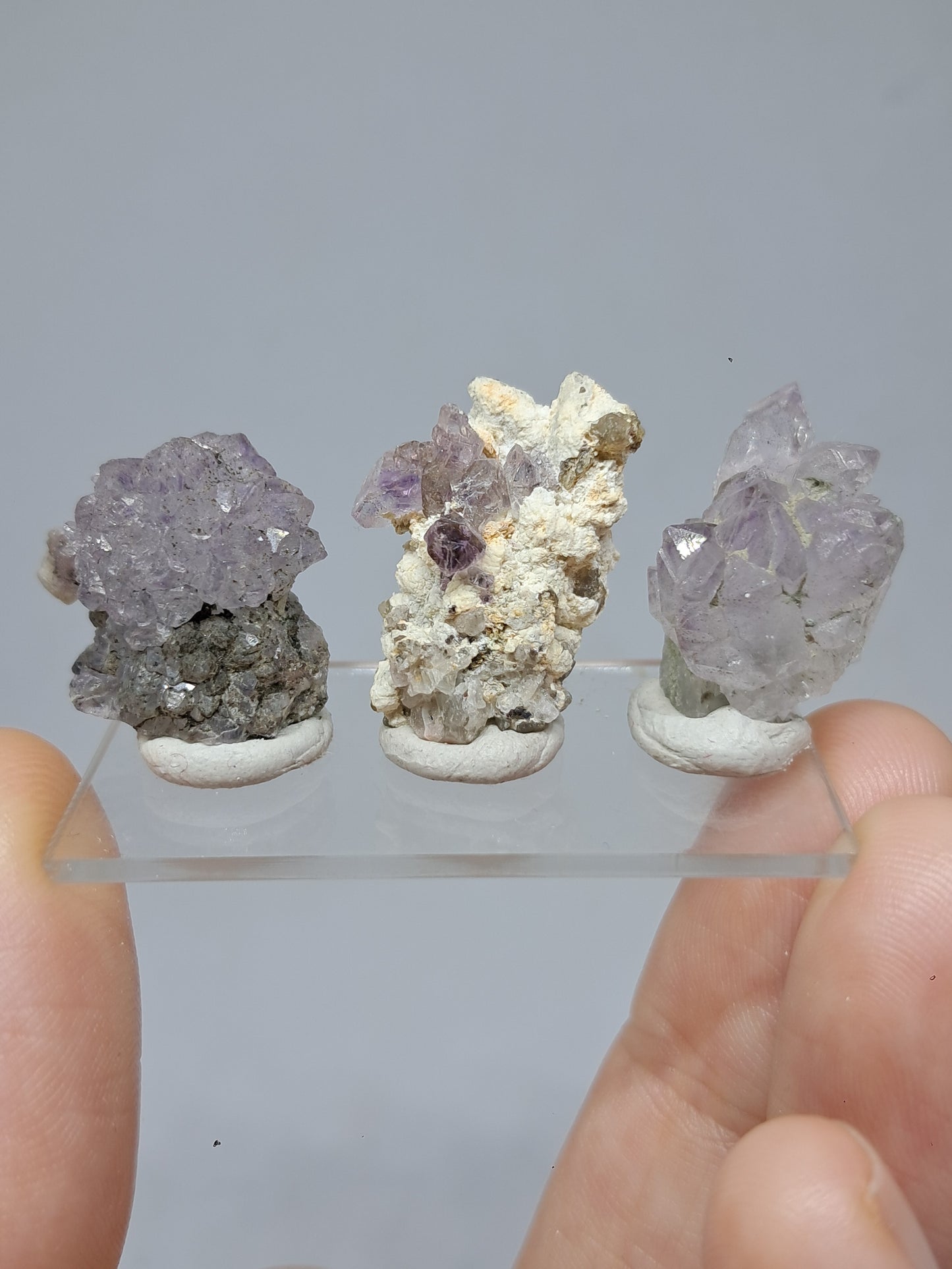 Set of 3 Amethyst from Karur | Natural Crystals | Mineral Specimen | Flower Scepter Herkimer Formation #KA166