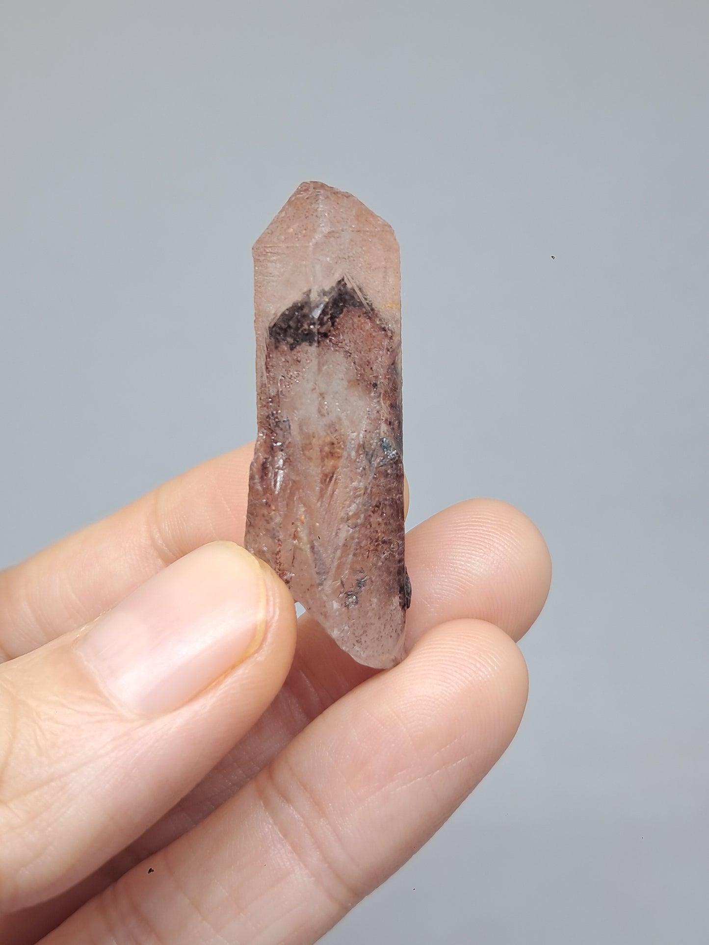 Juego de 3 puntas de cuarzo: clorita, turmalina y hematita fantasma | Cristales en bruto | Piedras en bruto #RCS15