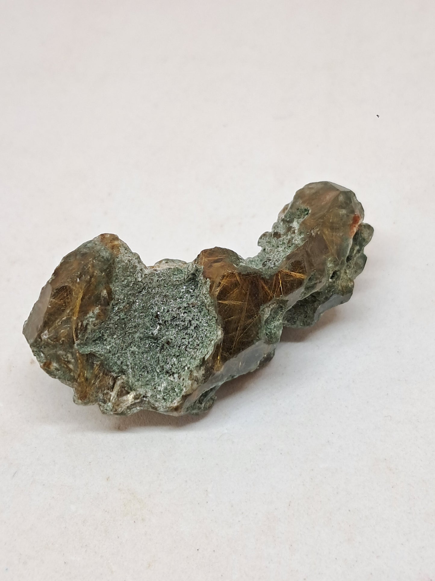 Quartz w/ Chlorite and Golden Rutile Inclusions (Kullu) Rough Stone | Natural Crystal Point | Mineral Specimen #CH43