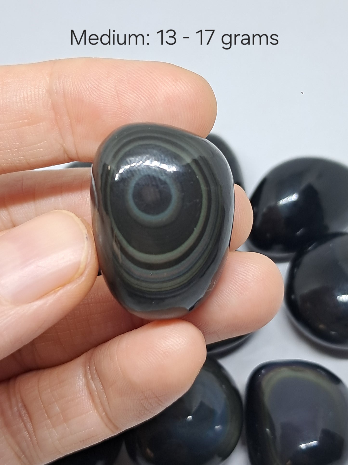Obsidiana arcoíris pulida (México) Colores concéntricos | Patrón de ojo | Cristales naturales pulidos #RO1