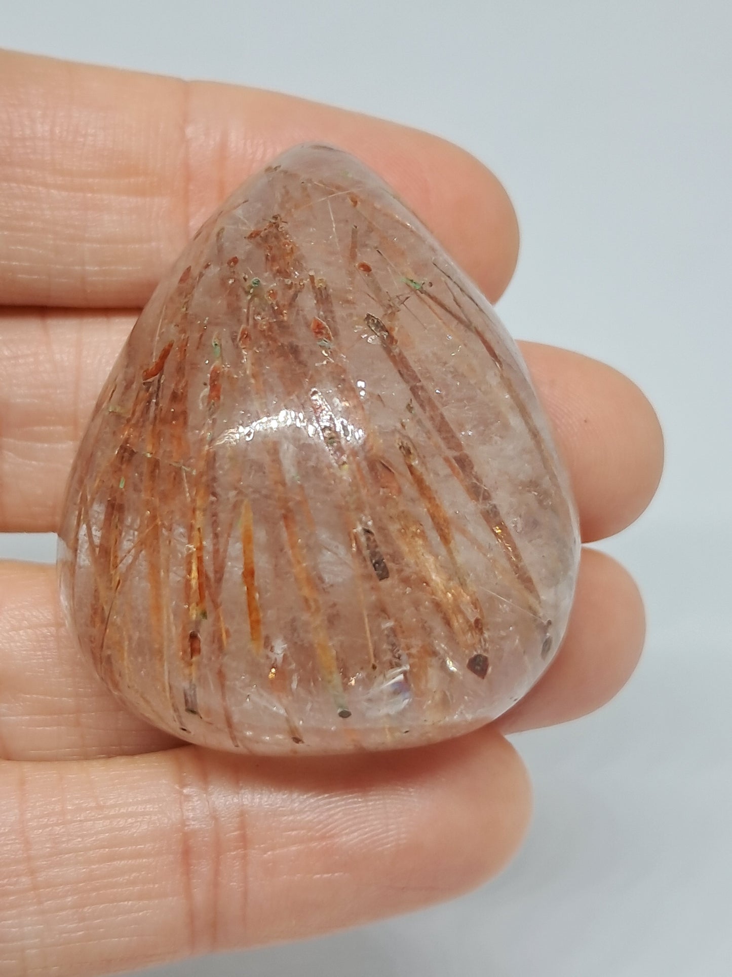 Red Rutile Quartz Cabochon *High Quality* Polished Stone | Copper Rutile | Natural Crystal | Mineral Specimen #PQ7