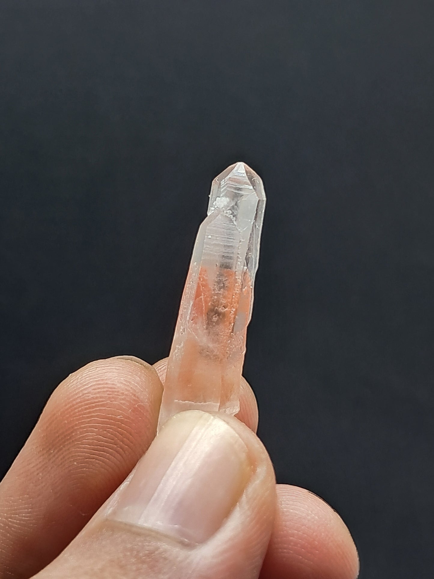Cuarzo fantasma hematita (Telangana) | Cristal natural | Ejemplar mineral n.° HPQ48